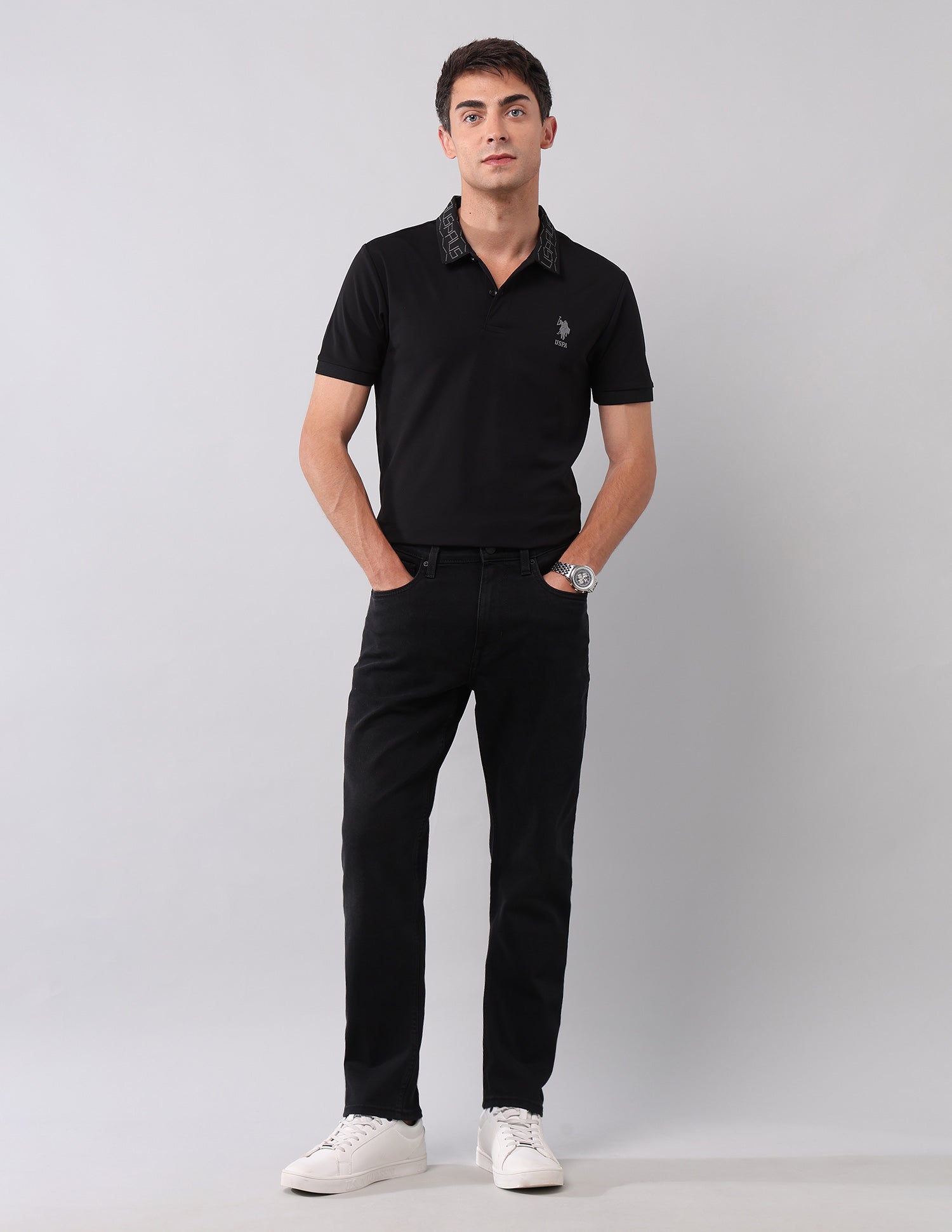 Cole Comfort Cropped Fit Black Jeans Black - U.S. POLO ASSN. | Large