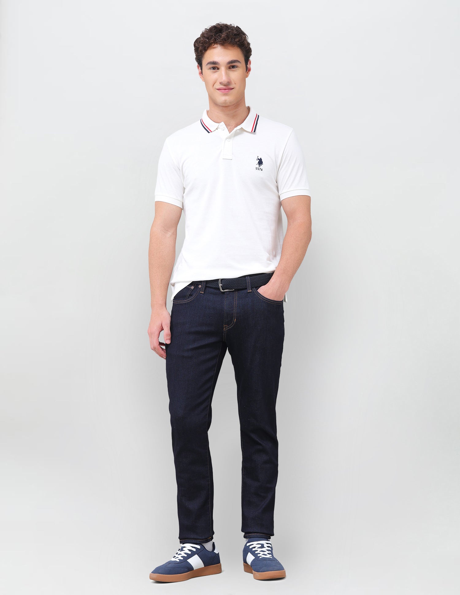 Brandon Slim Tapered Fit Blue Jeans Dark Blue - U.S. Polo Assn. India | Large