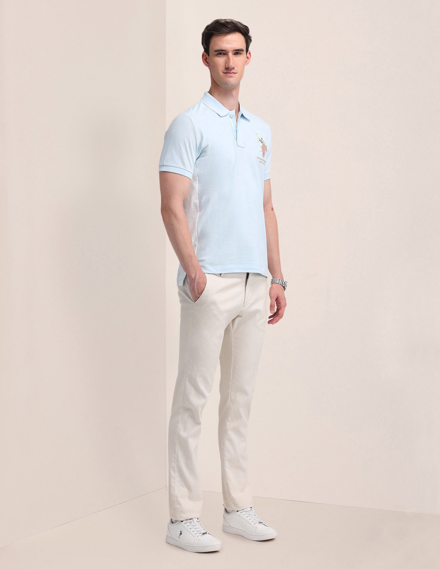 Colour Blocked Slim Fit Polo Shirt Blue - U.S. POLO ASSN. | Large