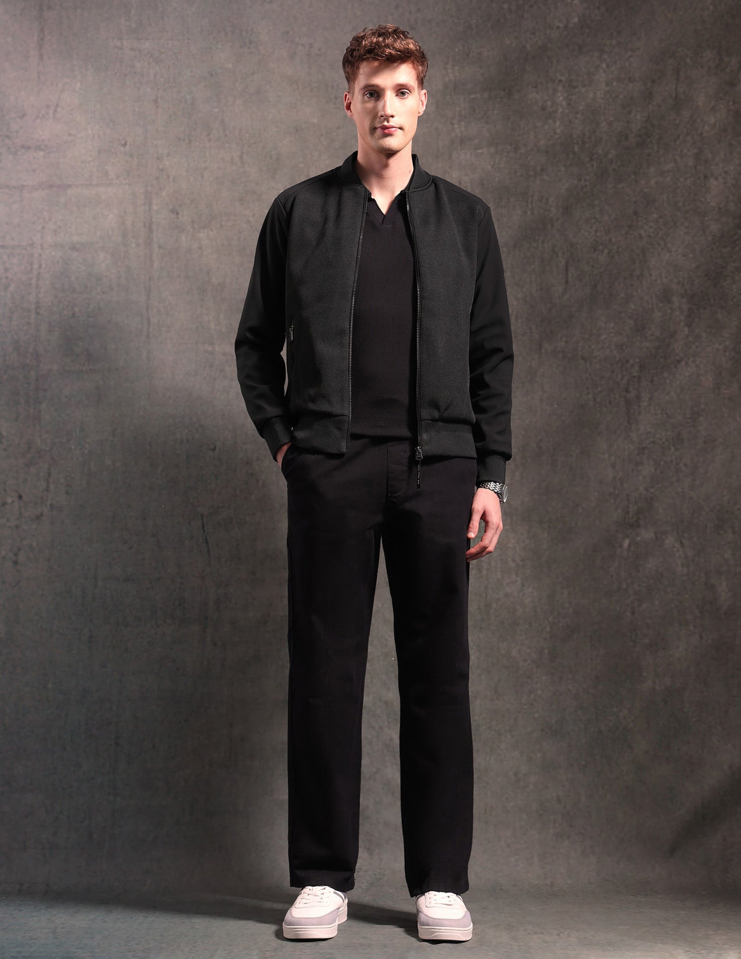 Textured Black & Gold Bomber Jacket Black - U.S. POLO ASSN. | Large