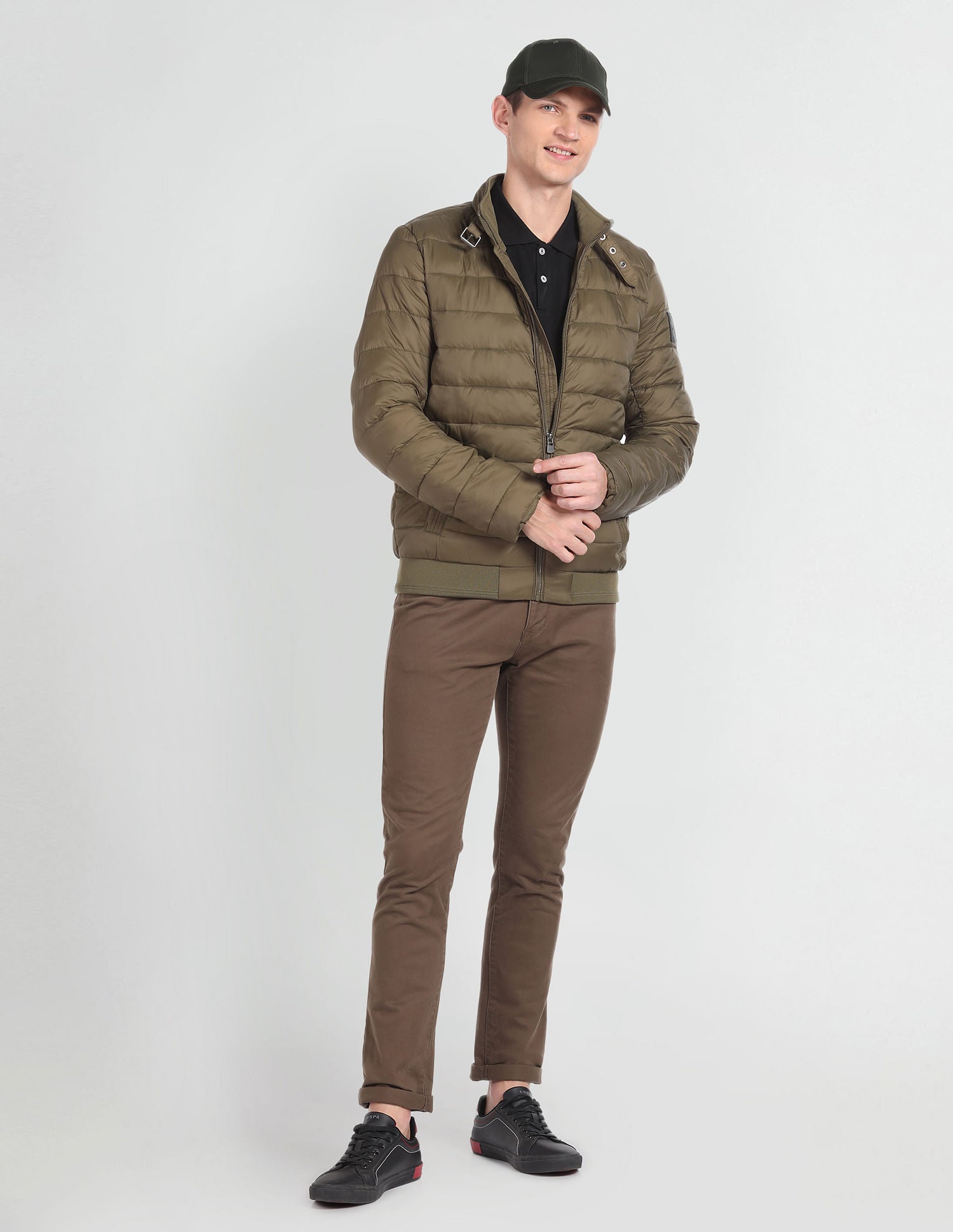 High Neck Solid Puffer Jacket Olive - U.S. POLO ASSN. | Large