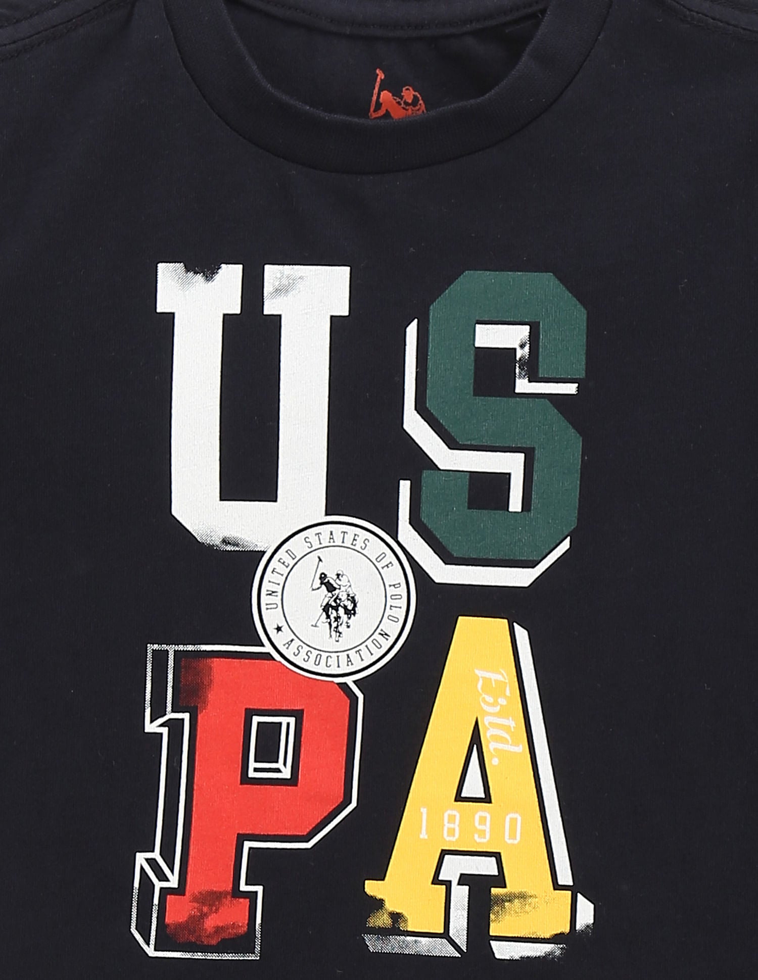 Boys Brand Print Cotton T-Shirt Navy - U.S. Polo Assn. India | Large