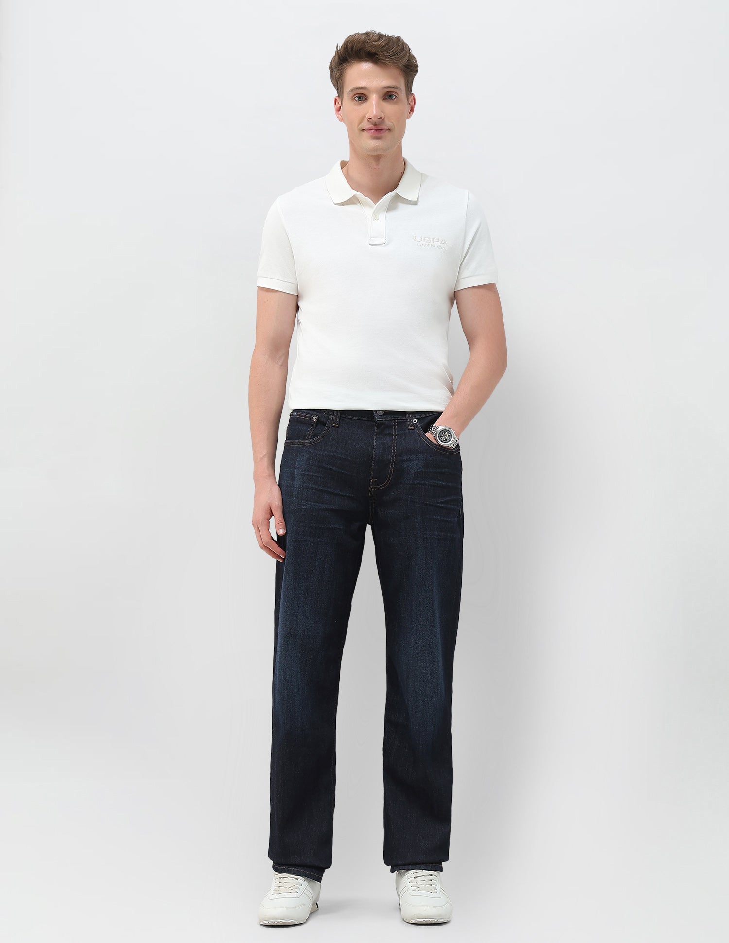 Shawn Relaxed Fit Ultra Soft Jeans Rinse Wash - U.S. Polo Assn. India | Large