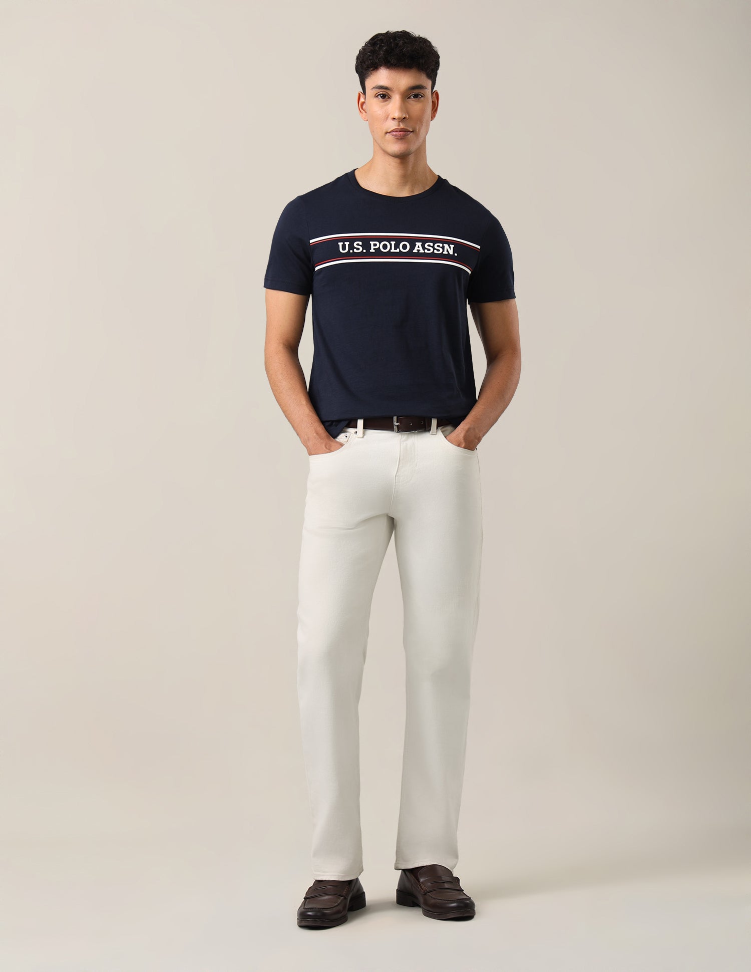 Brand Printed Regular Fit T-Shirt Navy - U.S. Polo Assn. India | Large