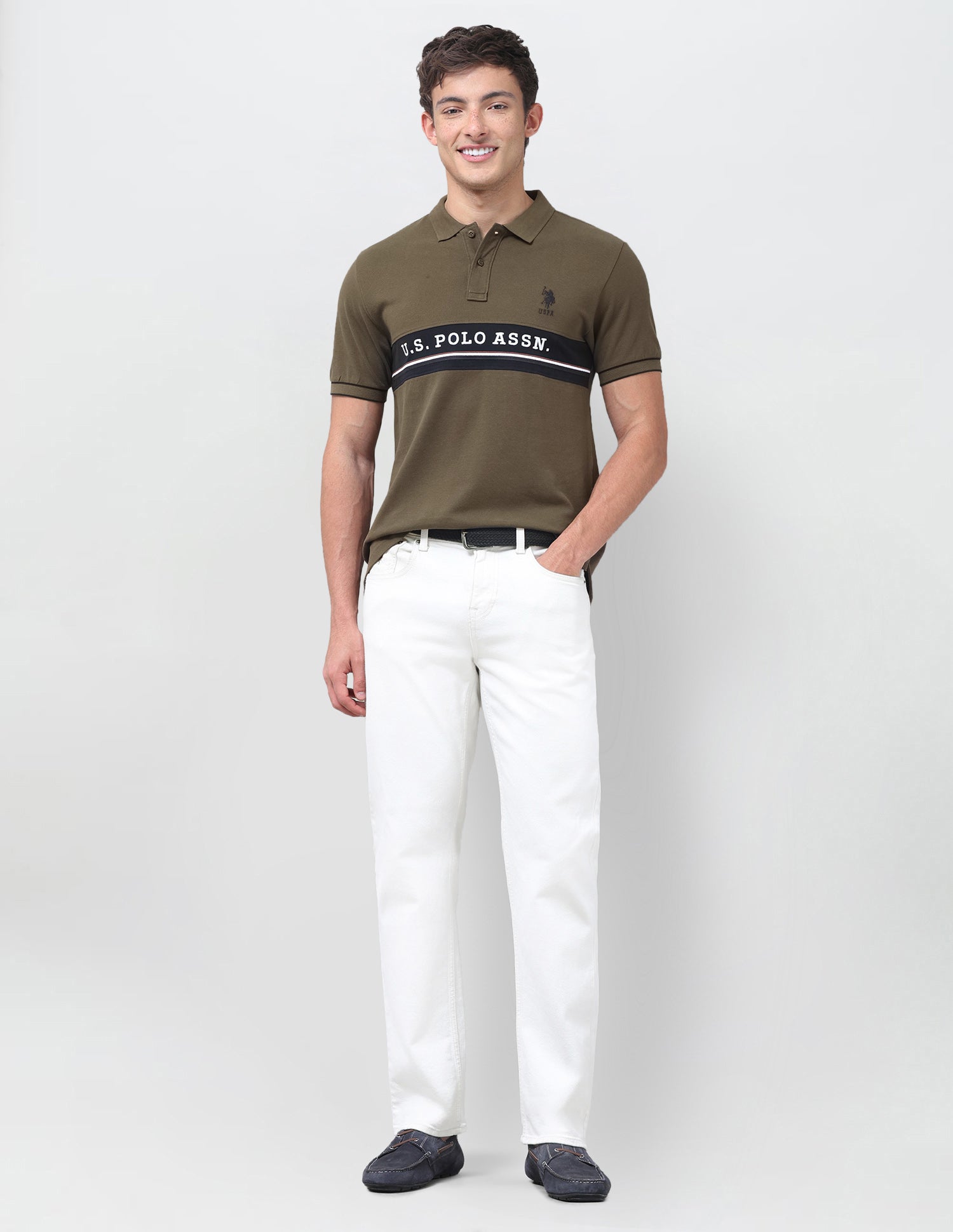 Brand Printed Regular Fit Polo Shirt Dark Olive - U.S. Polo Assn. India | Large