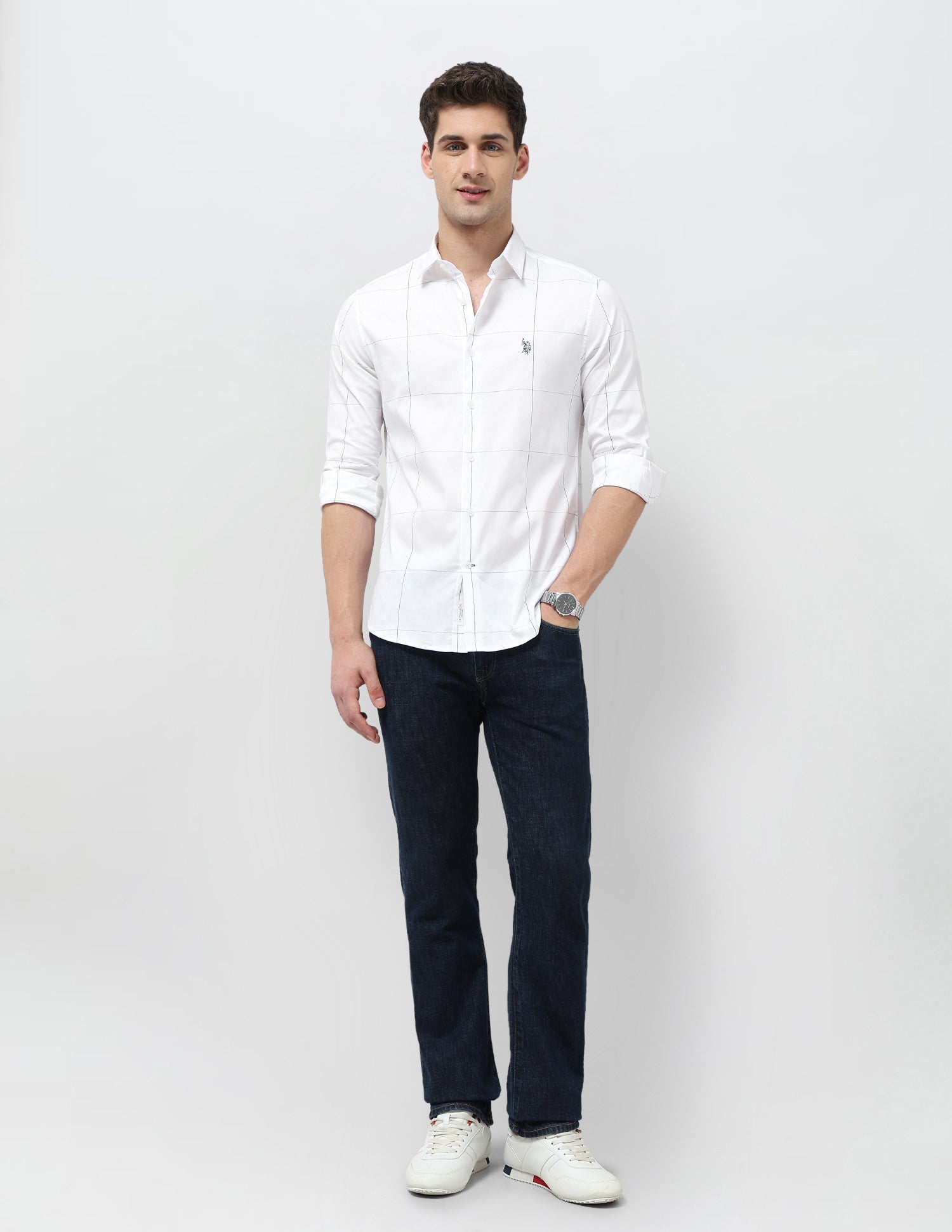 Twill Tailored Fit Shirt White - U.S. Polo Assn. India | Large