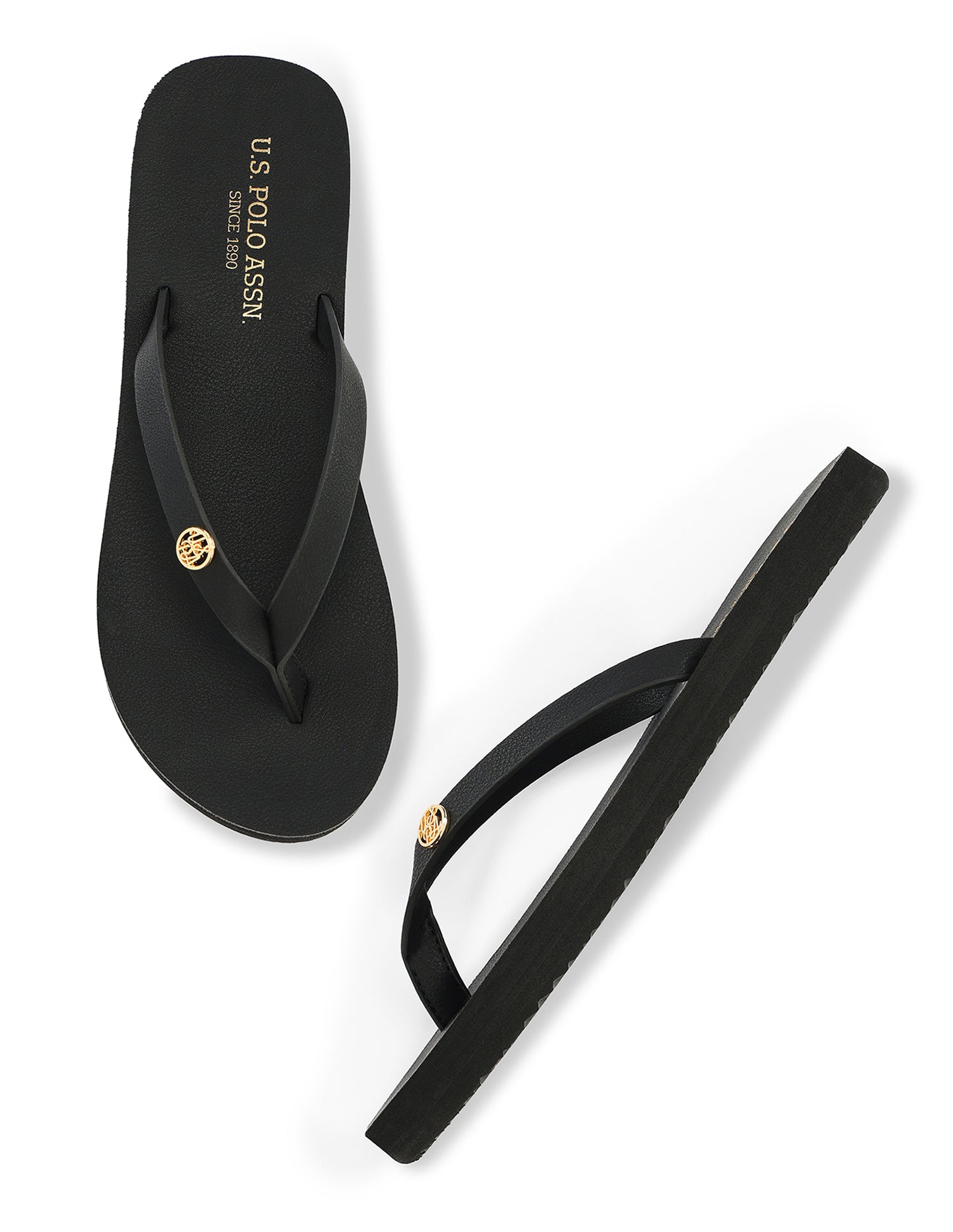 Narrow V-Strap Rei Flip Flops Black - U.S. Polo Assn. India | Large