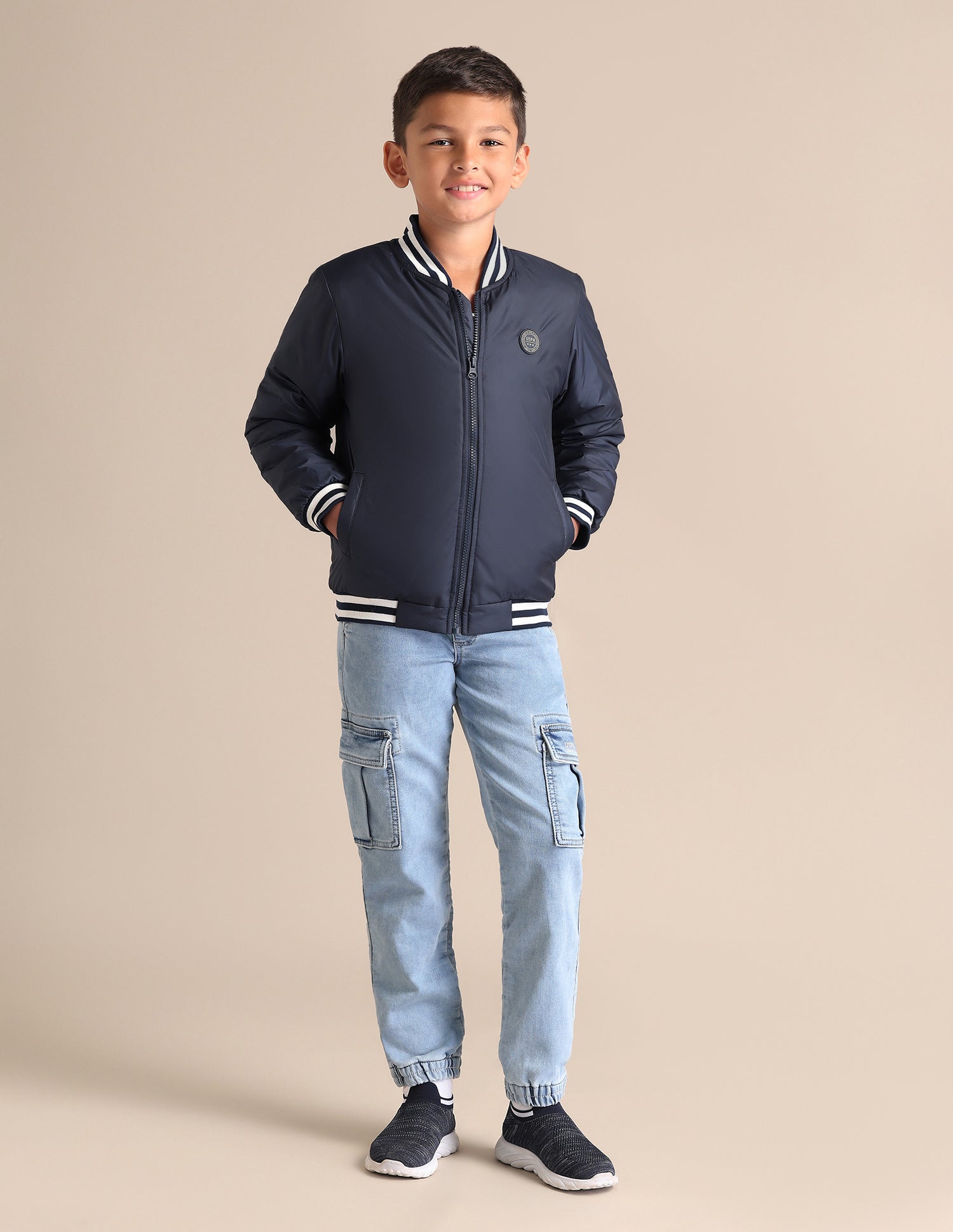 Boys Solid Spread Collar Jacket Navy - U.S. POLO ASSN. | Large