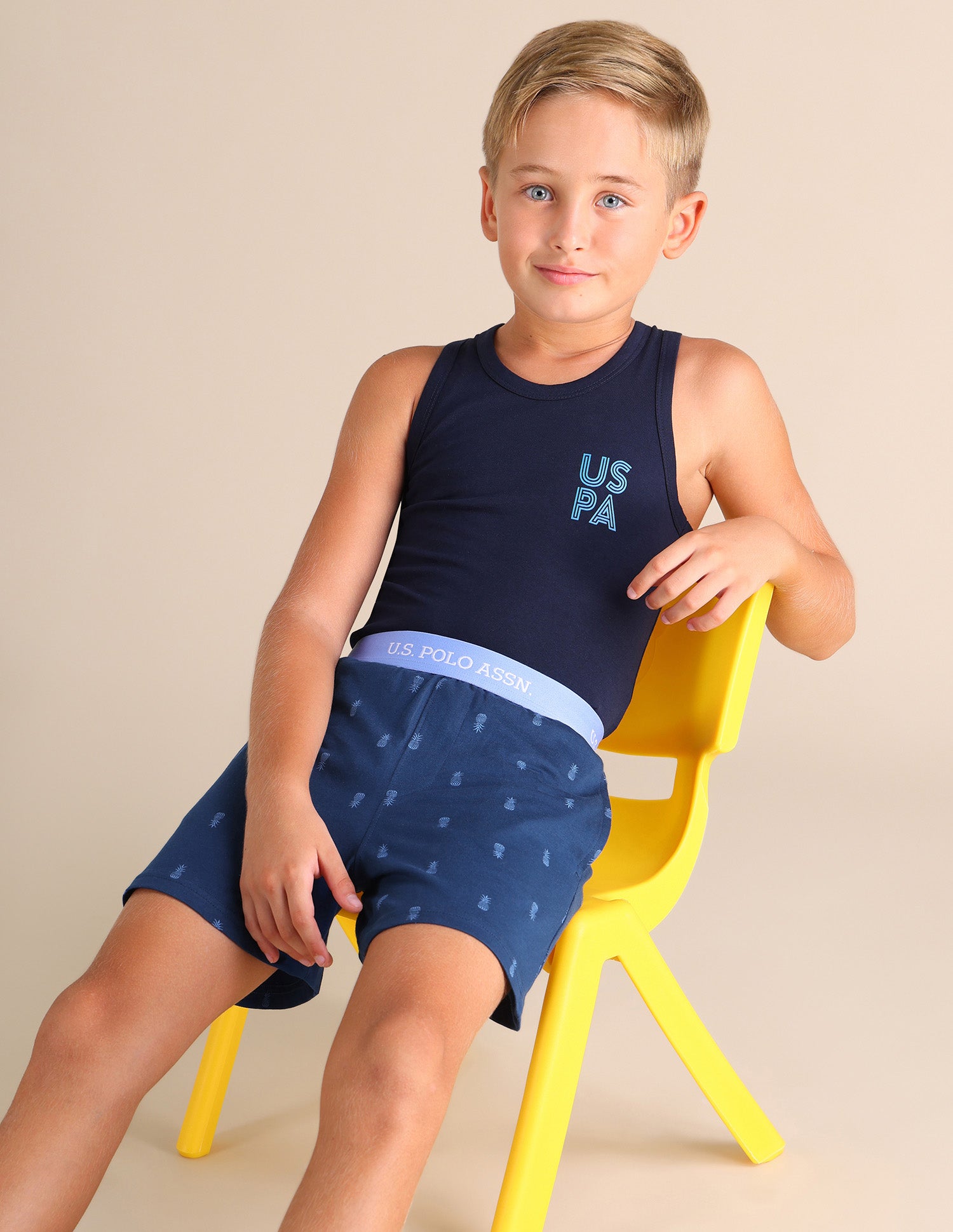 Pineapple Print EKX01 Lounge Shorts - Pack Of 2 Red and Blue - U.S. POLO ASSN. | Large