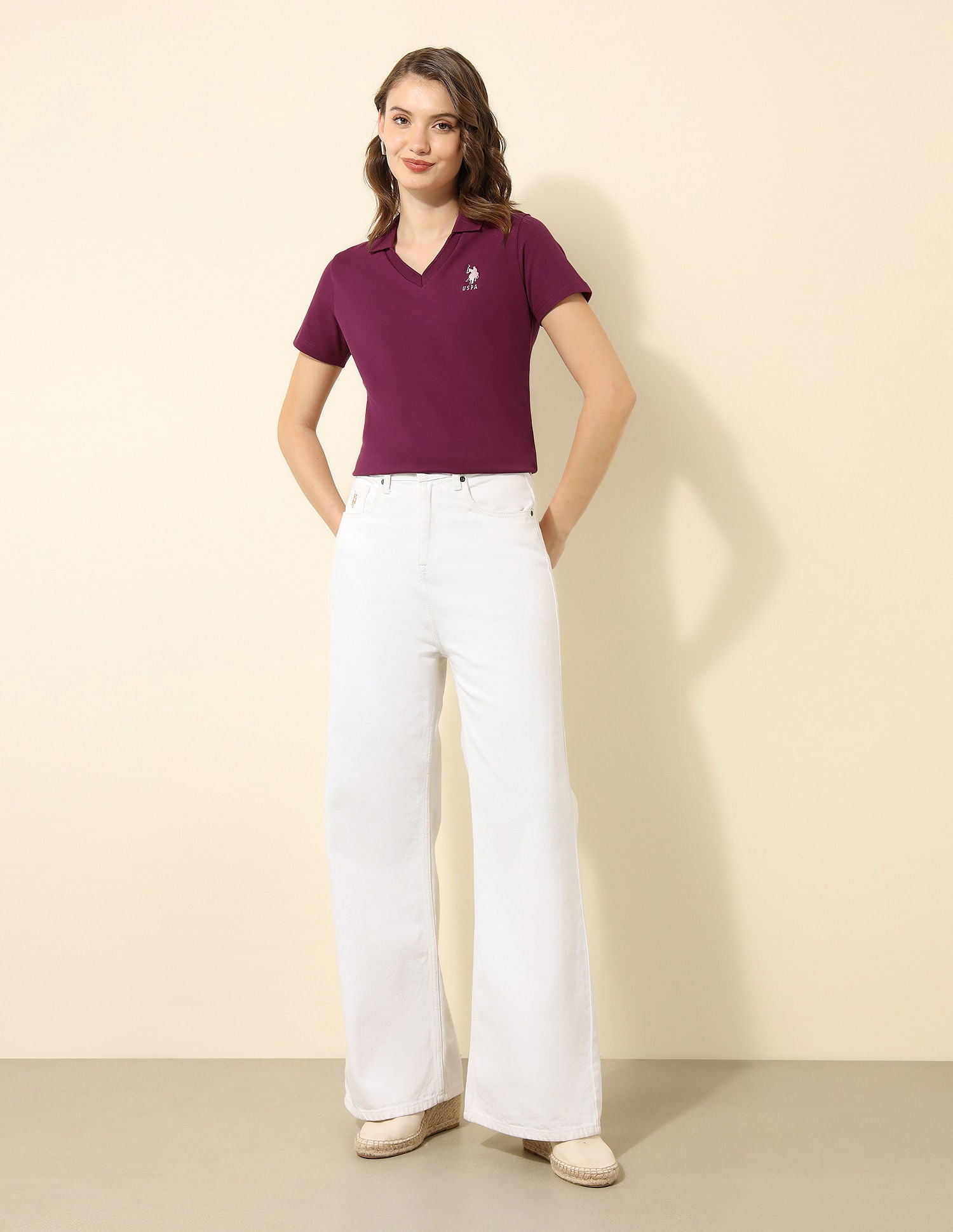 Tipped Collar Regular Fit Polo Shirt Wine - U.S. Polo Assn. India | Large