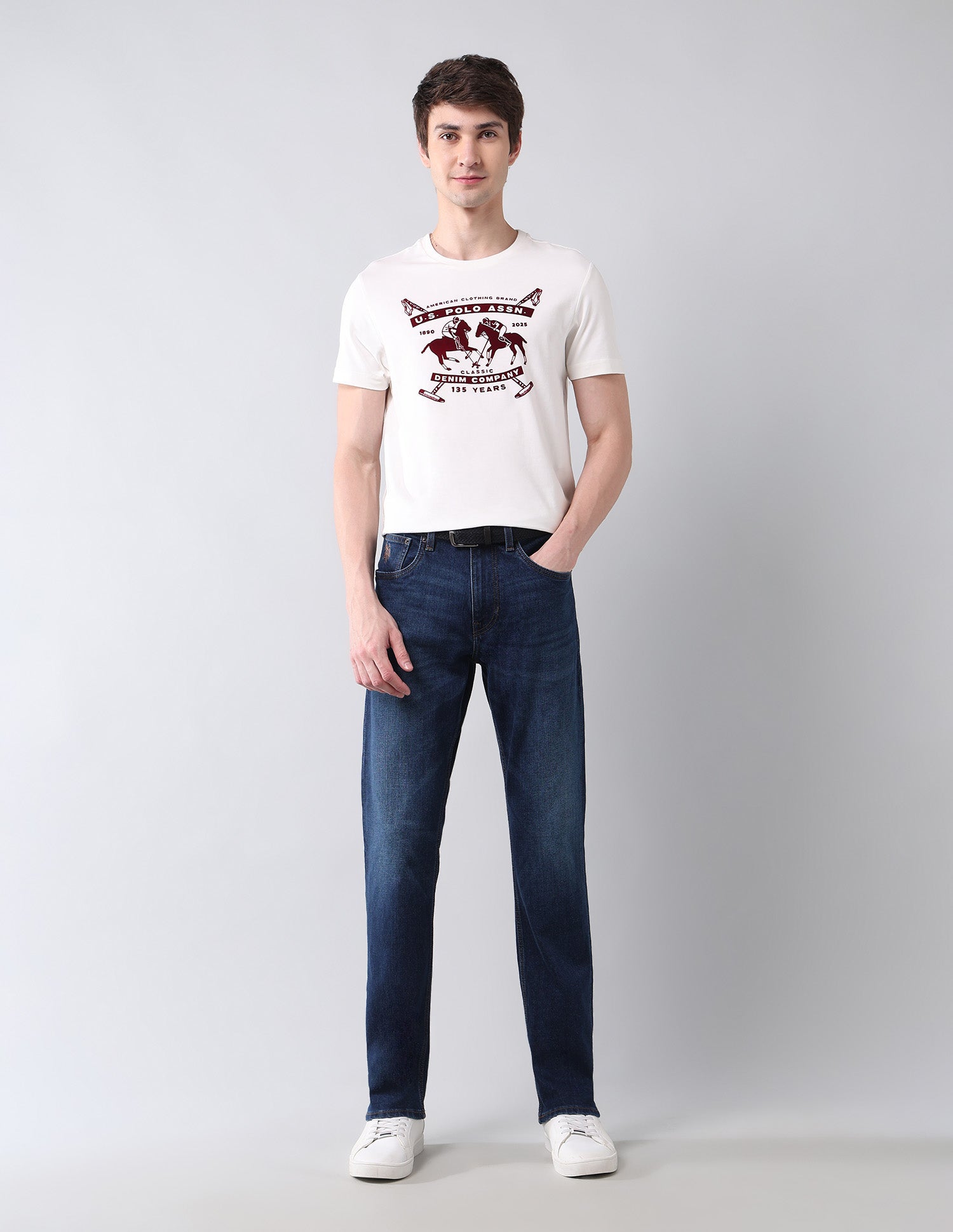 Harold Slim Straight Fit Blue Vintage Jeans Medium Wash - U.S. Polo Assn. India | Large
