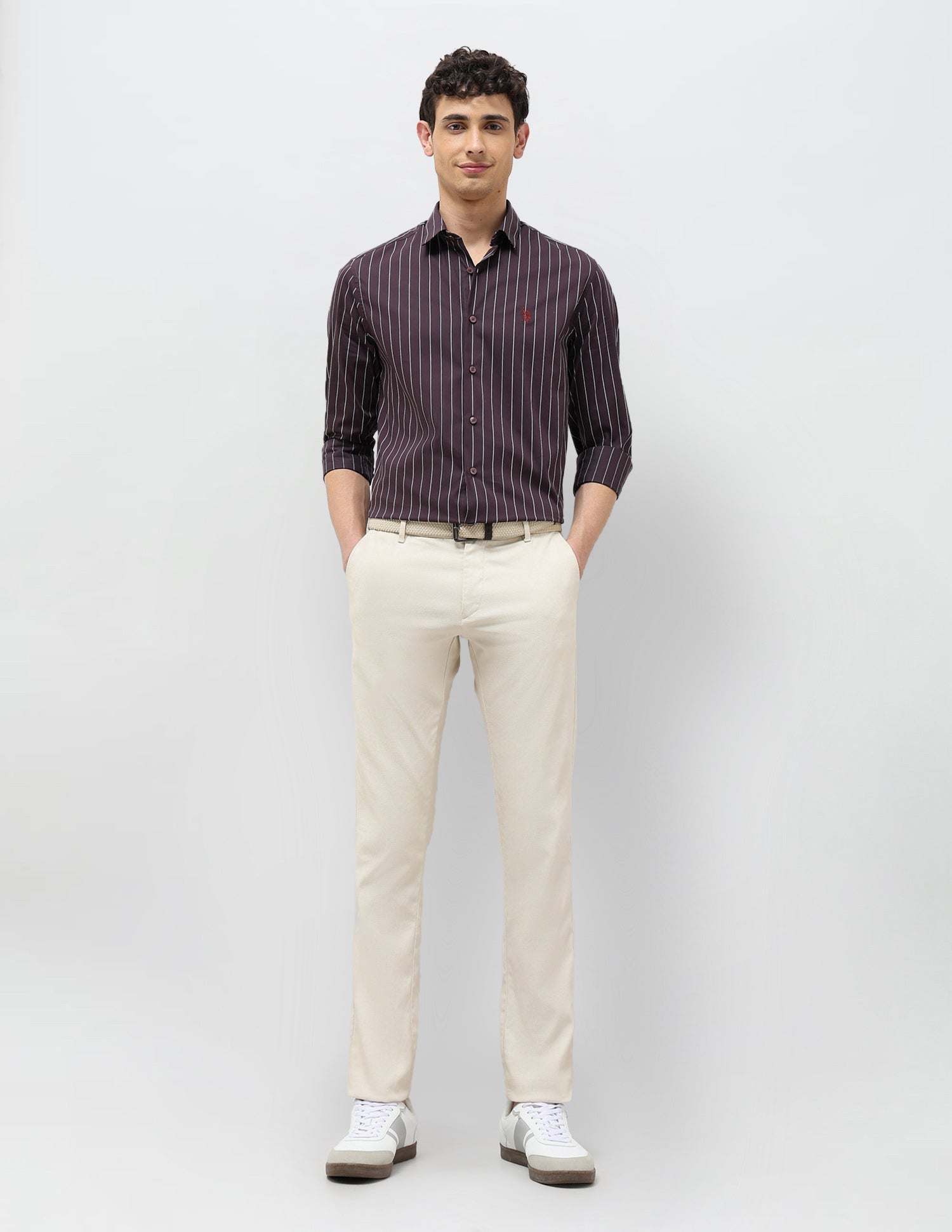 Vertical Striped Tailored Fit Shirt Wine - U.S. POLO ASSN. | Large