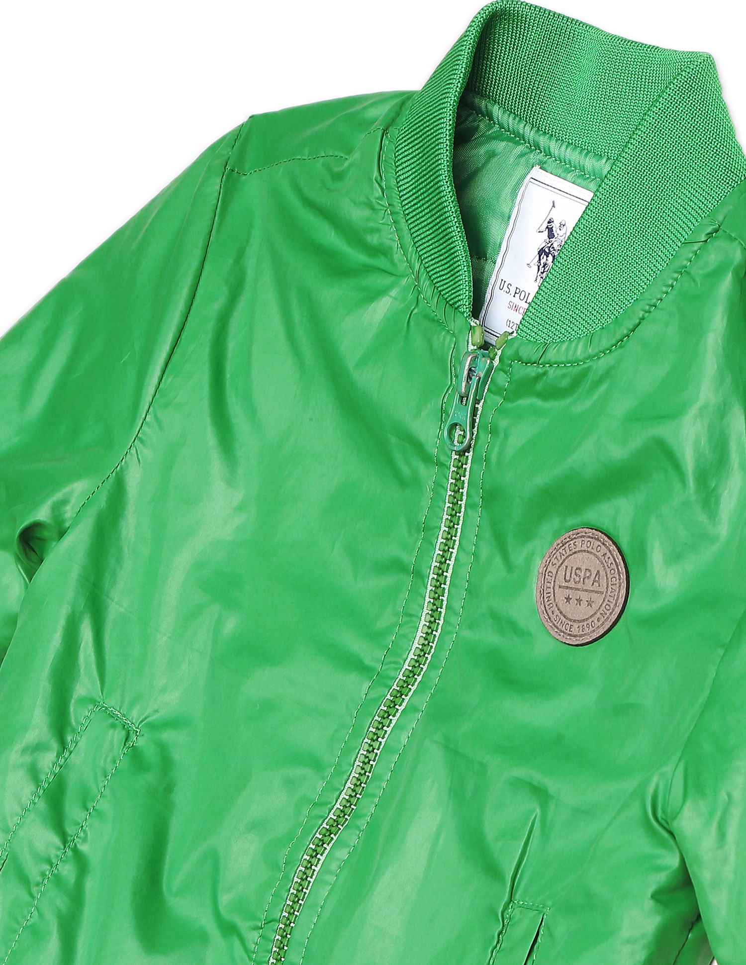 Stand Collar Solid Jacket Green - U.S. Polo Assn. India | Large