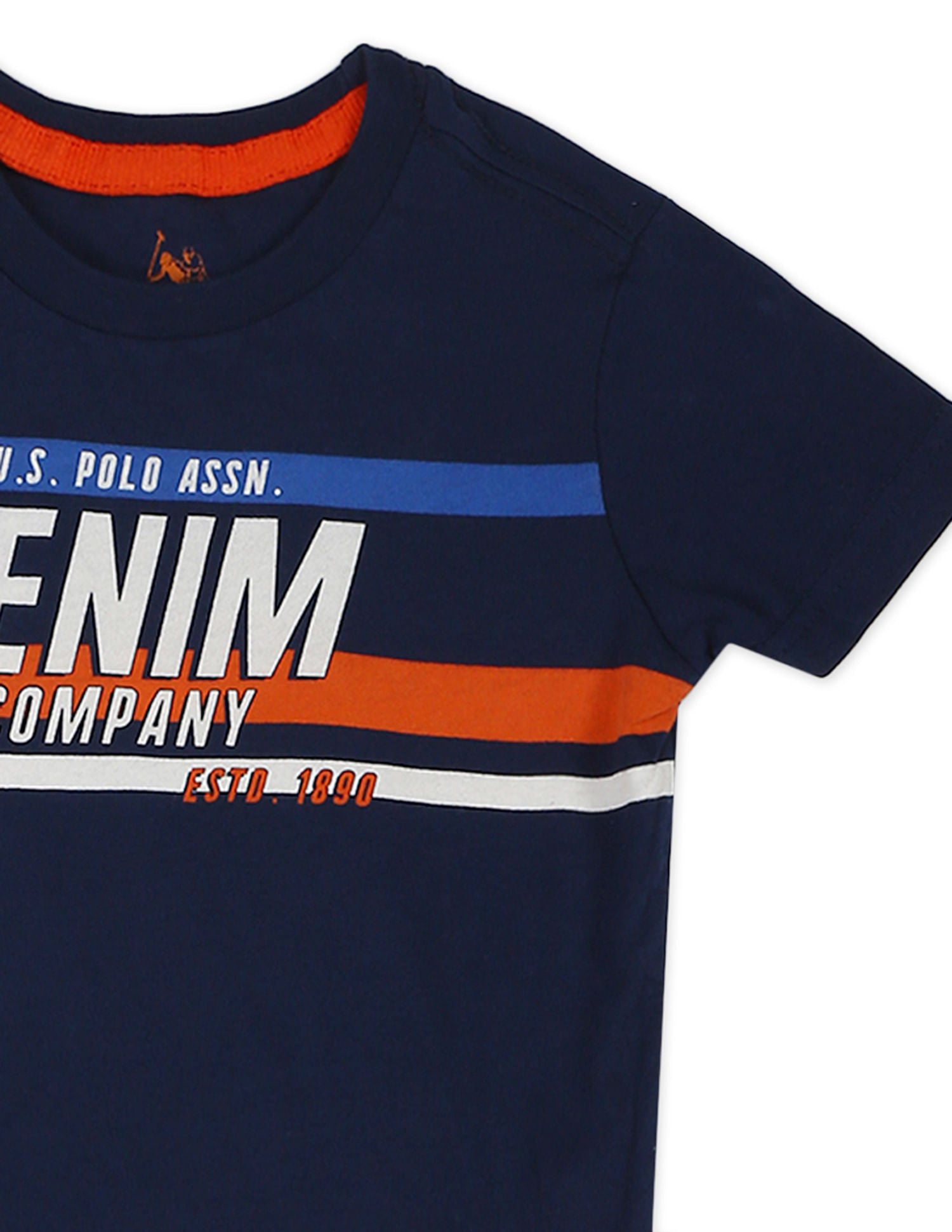 Crew Neck Brand Print T-Shirt Dark Blue - U.S. POLO ASSN. | Large