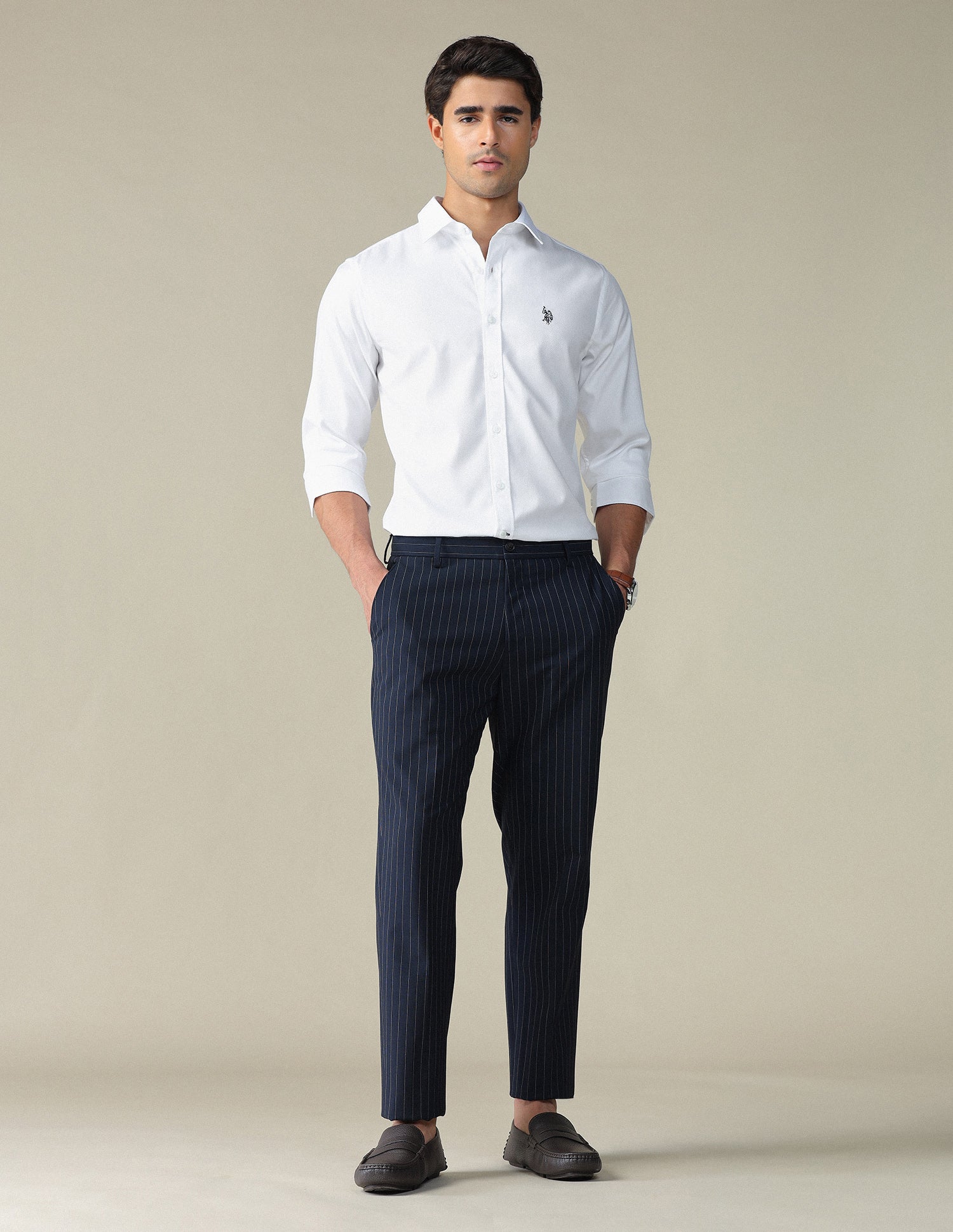 Textured Dobby Shirt White - U.S. POLO ASSN. | Large