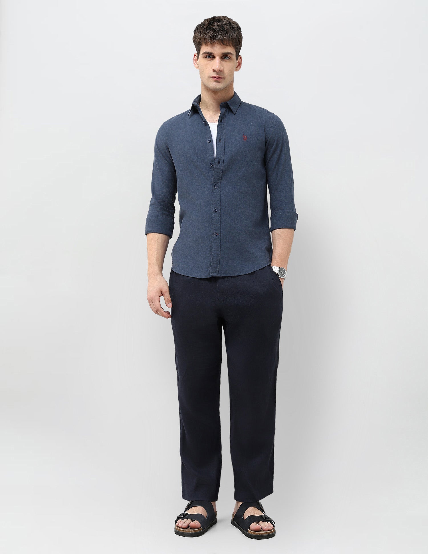 Solid Regular Fit Shirt Dark Blue - U.S. POLO ASSN. | Large