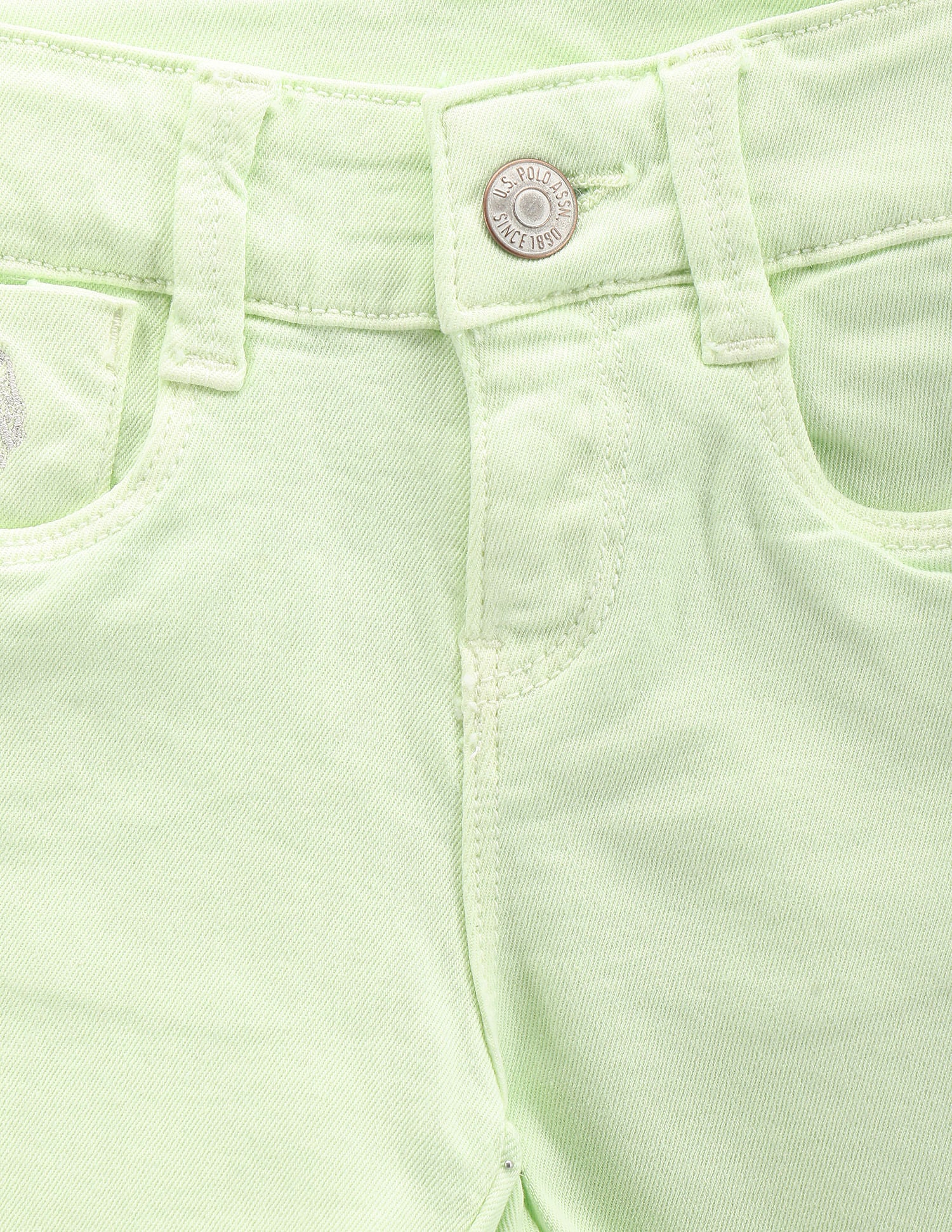 Girls Frayed Hem Shorts Light Green - U.S. Polo Assn. India | Large