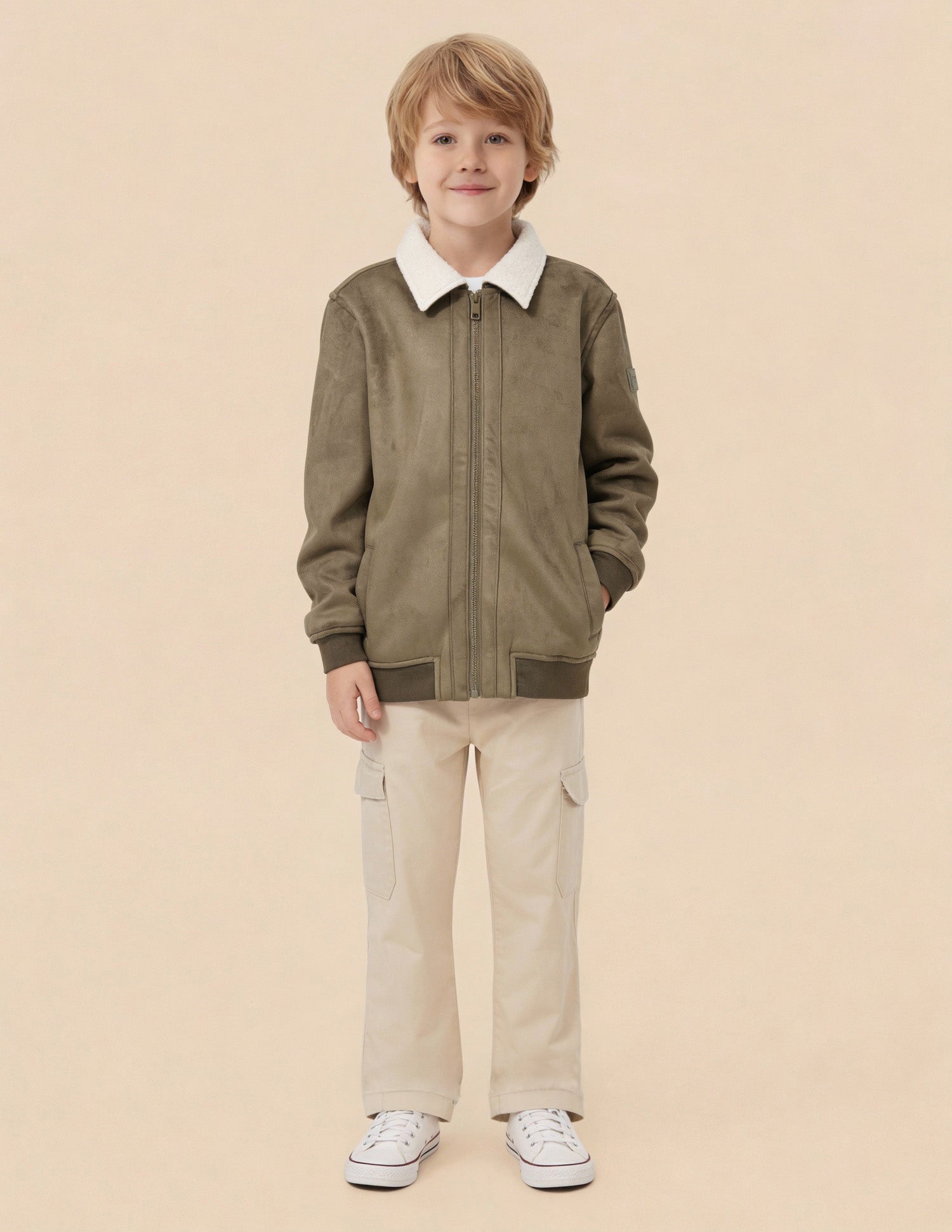 Boys Solid Bomber Jacket Green - U.S. Polo Assn. India | Large