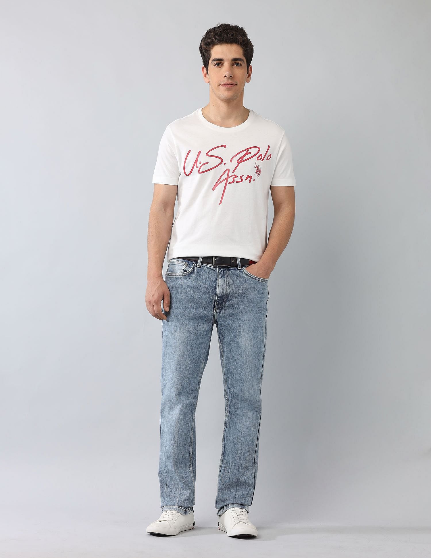Muscle Fit Brand Printed T-Shirt Ivory - U.S. Polo Assn. India | Large