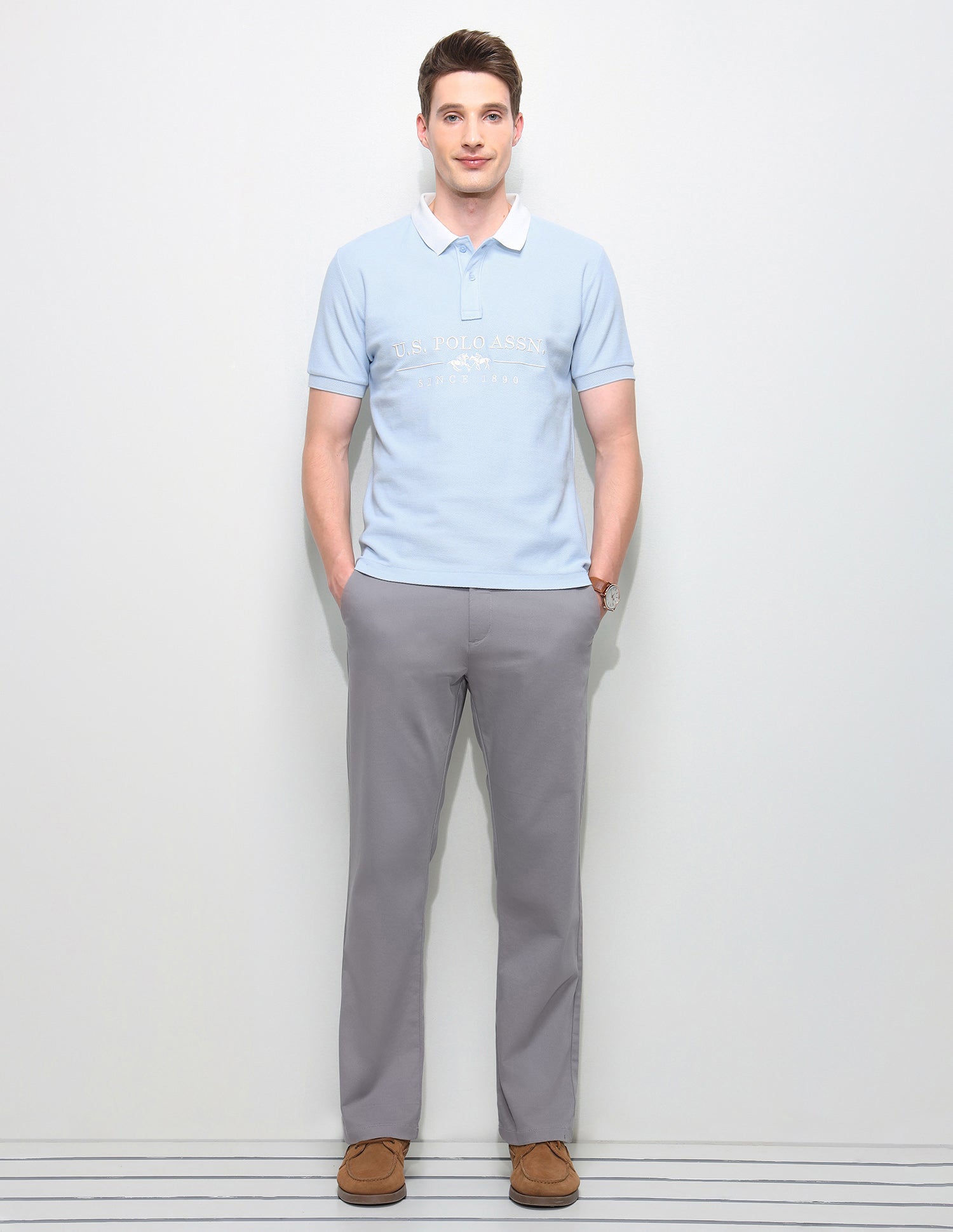 Brand Embroidered Slim Fit Polo Shirt Light Blue - U.S. Polo Assn. India | Large