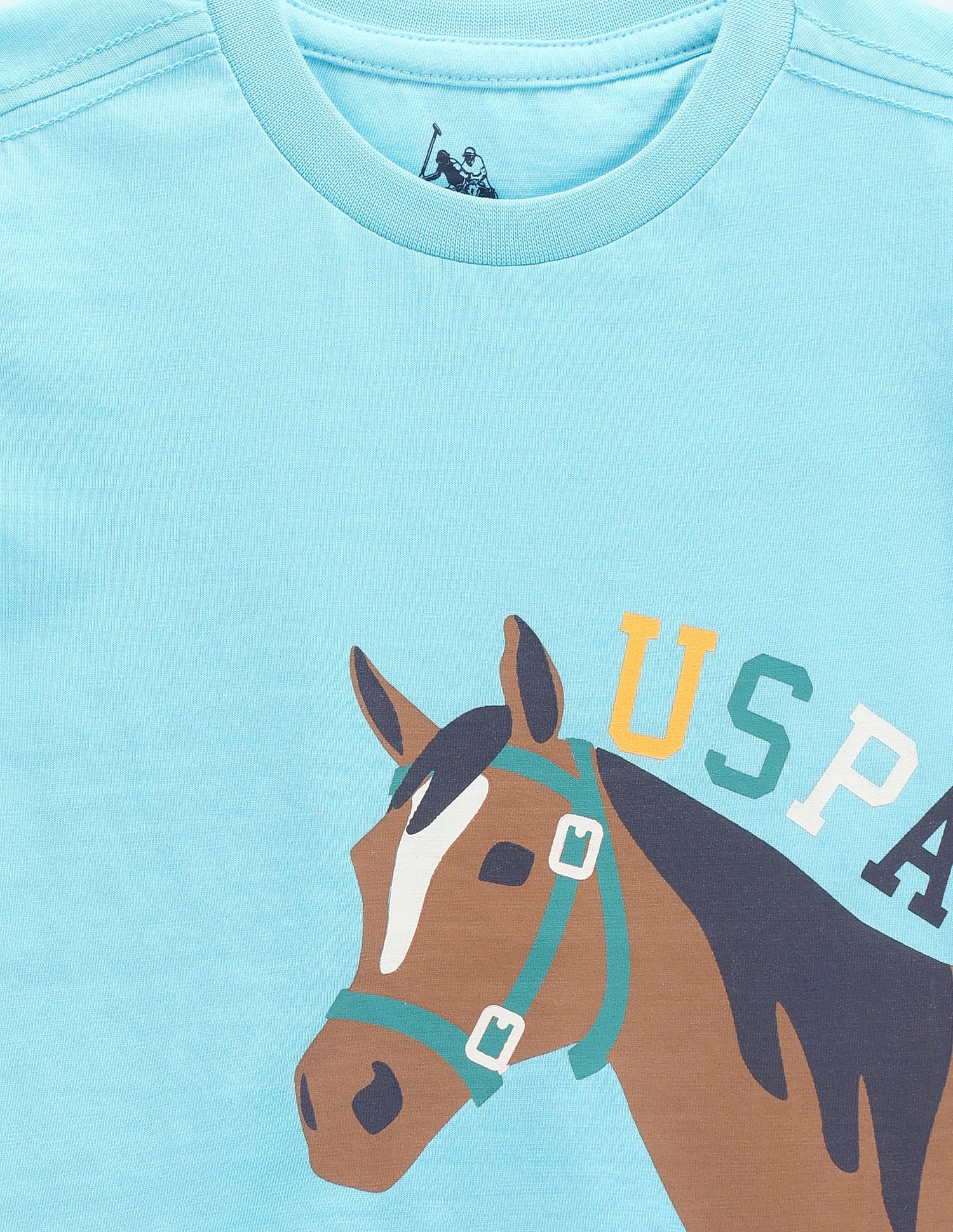 Boys Graphic Print Cotton T-Shirt Light Blue - U.S. POLO ASSN. | Large