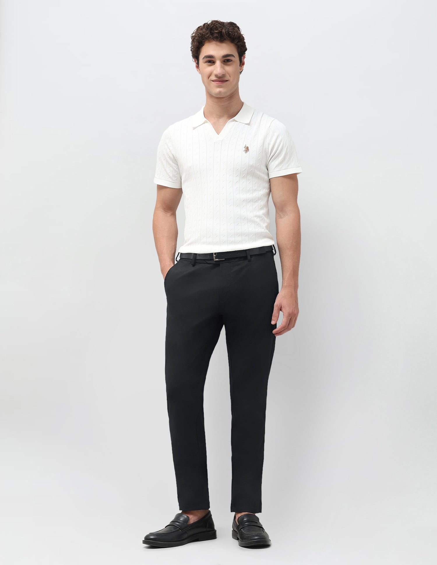 Denver Slim Fit Twill Trousers Black - U.S. Polo Assn. India | Large