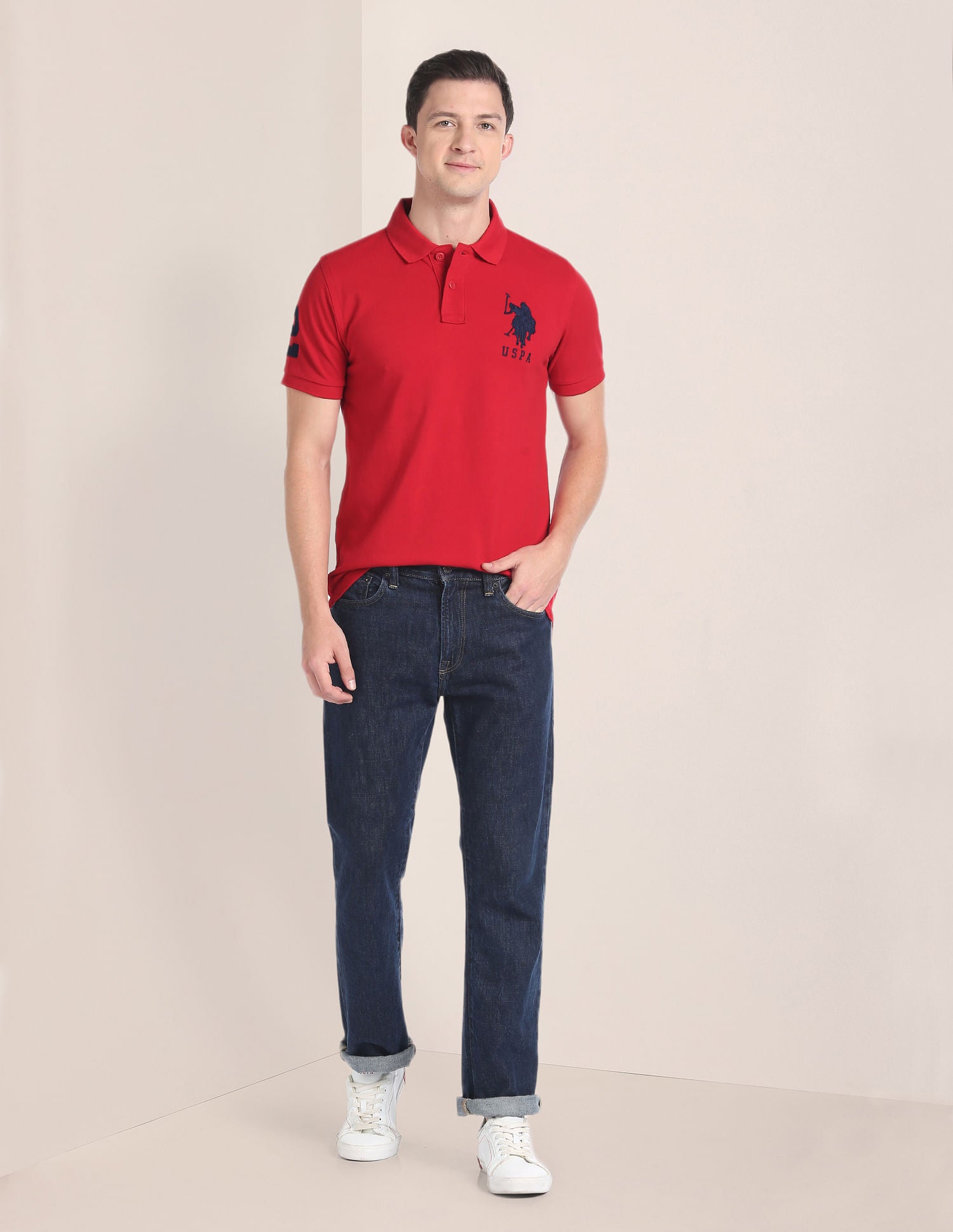 Embroidered Logo Pique Polo Shirt Red - U.S. POLO ASSN. | Large