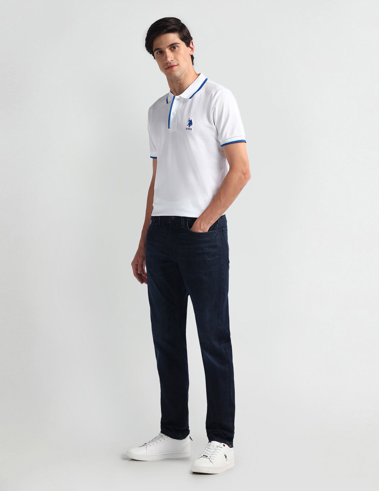 Brandon Slim Tapered Fit Blue Jeans Dark Blue - U.S. Polo Assn. India | Large