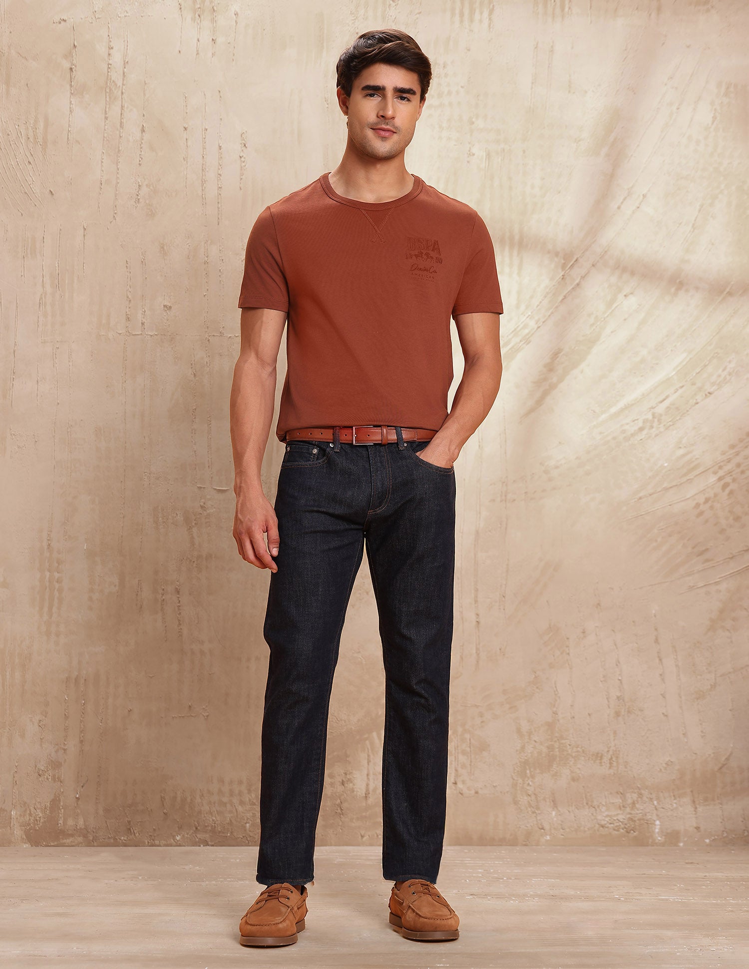 Pure Cotton Muscle Fit T-Shirt Rust - U.S. POLO ASSN. | Large