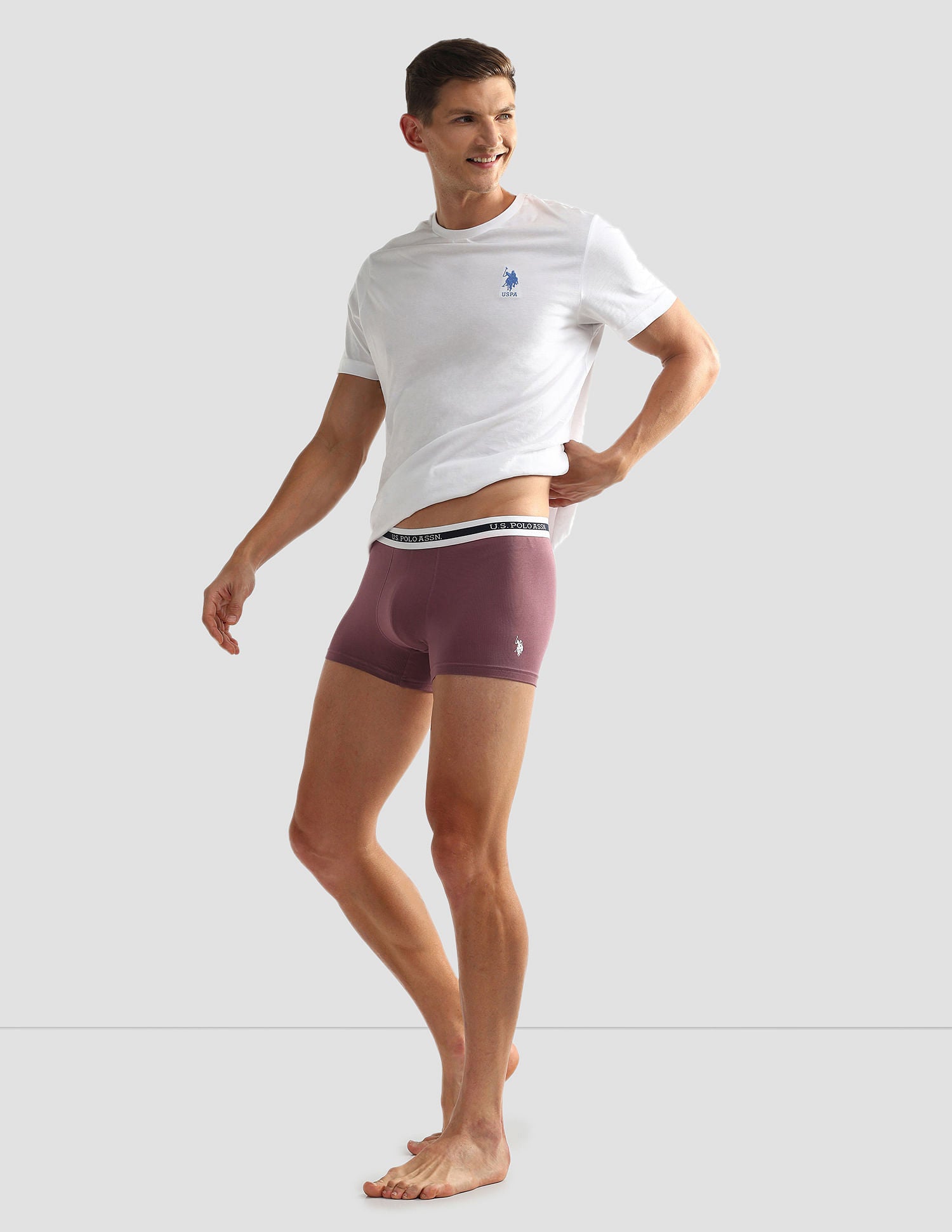 Elastic Waistband Ribbed Solid OET09 Trunks - Pack Of 2 Dusty Pink and Pastel Blue - U.S. POLO ASSN. | Large