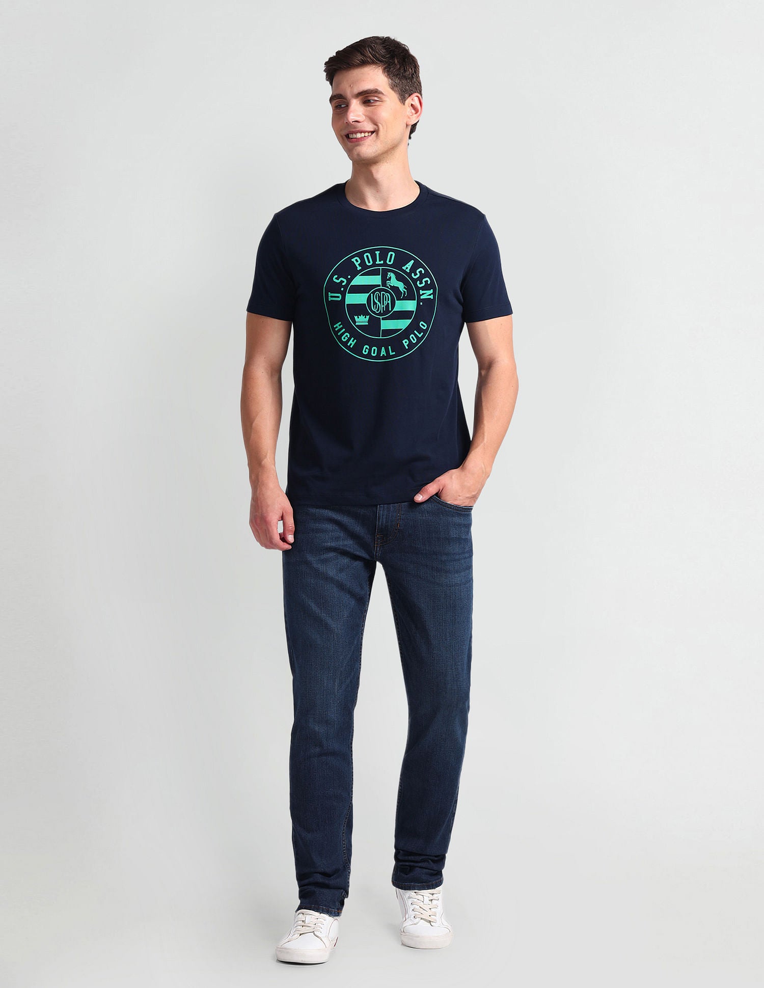 Brandon Slim Tapered Fit Blue Jeans Blue - U.S. Polo Assn. India | Large