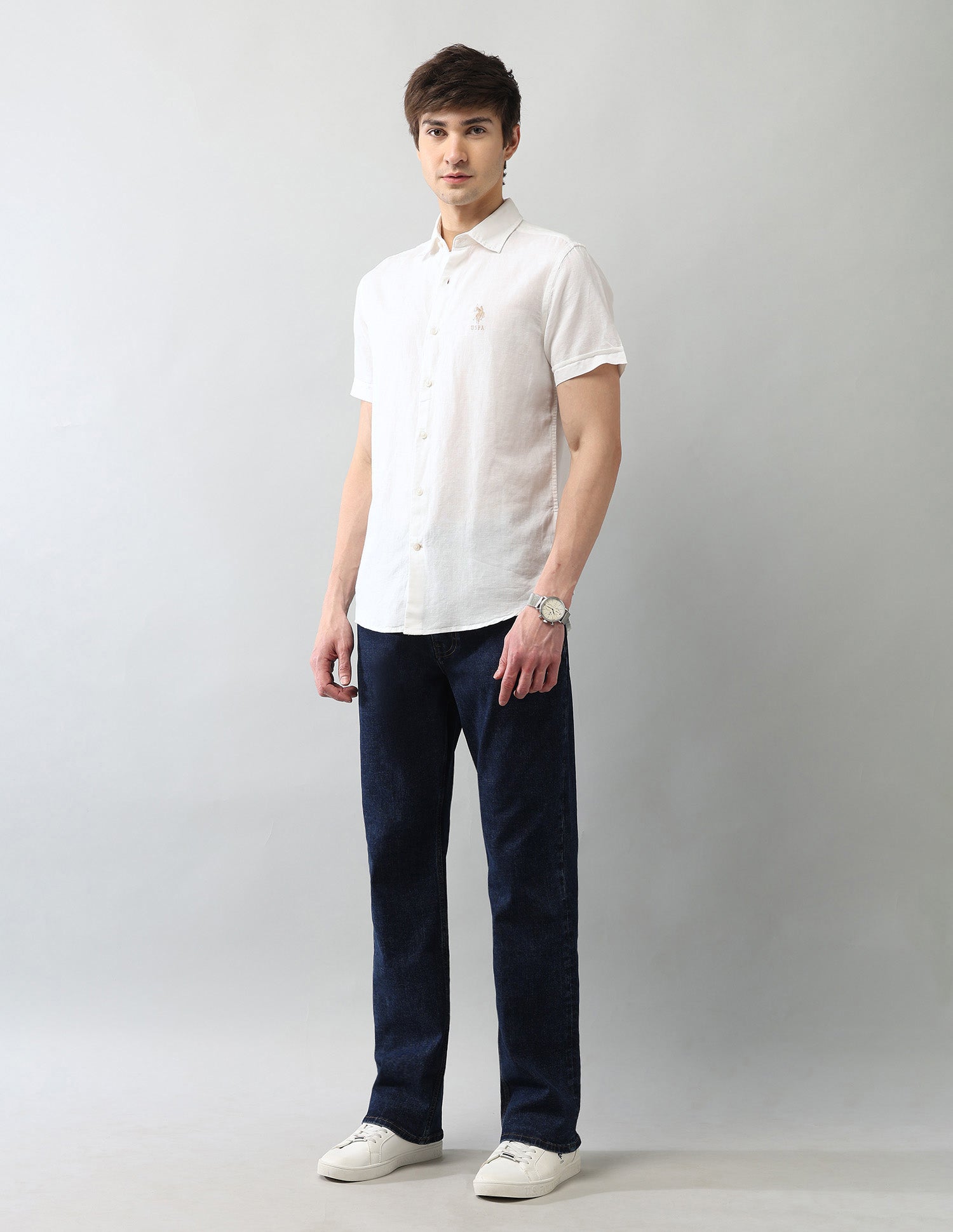 Solid Regular Fit Poplin Shirt White - U.S. Polo Assn. India | Large