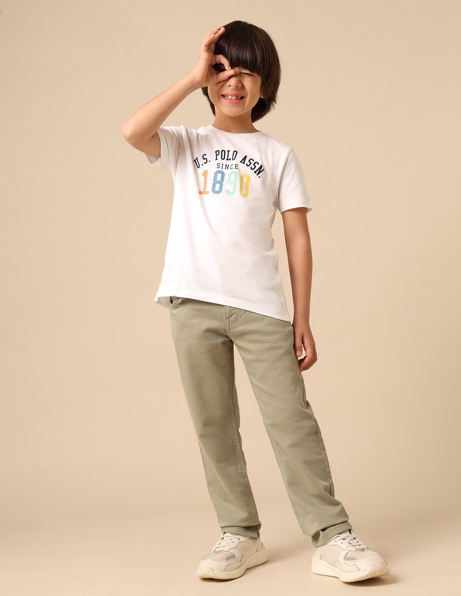 Boys Pure Cotton Brand Printed T Shirt White - U.S. POLO ASSN. | Large