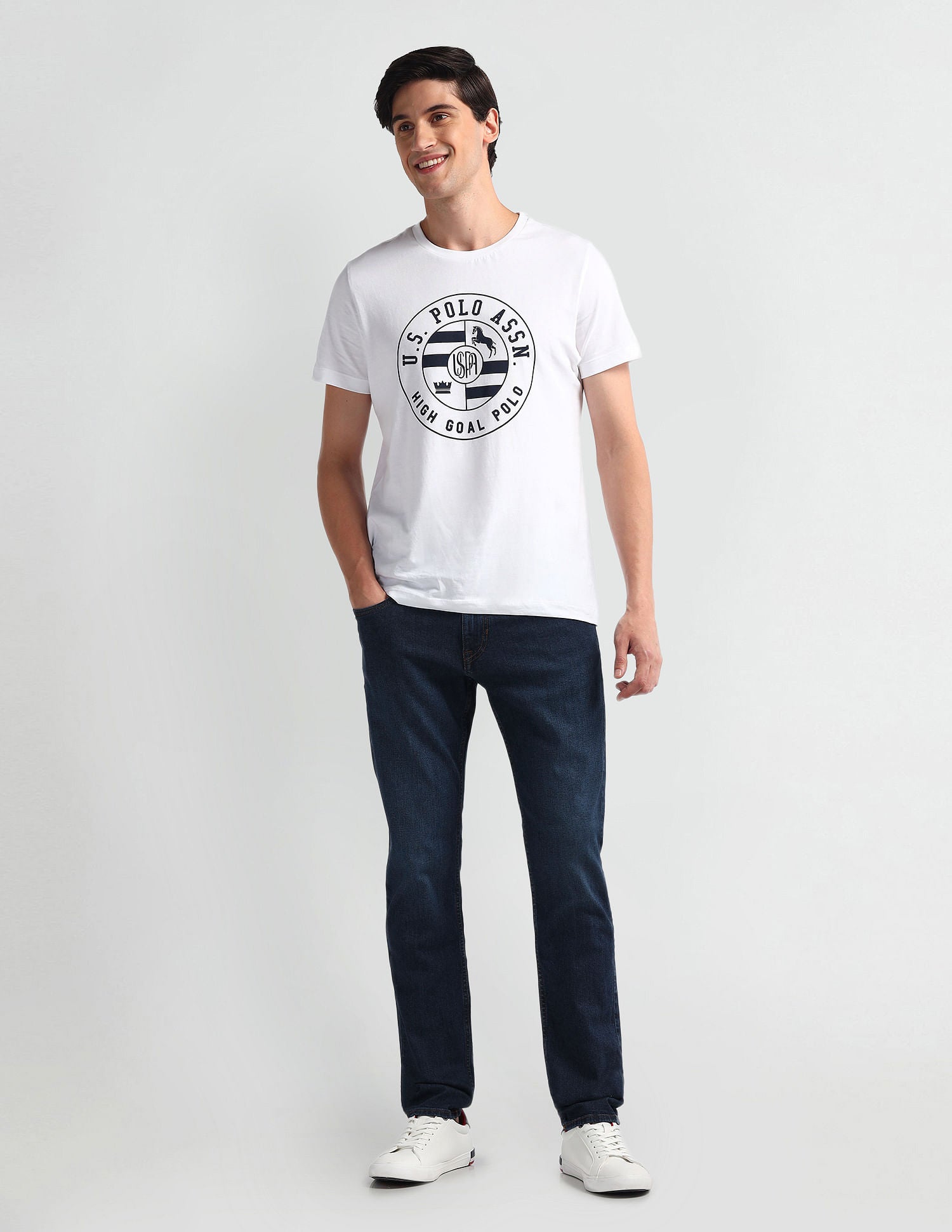 Brandon Slim Tapered Fit Mid Rise Jeans Dark Blue - U.S. Polo Assn. India | Large
