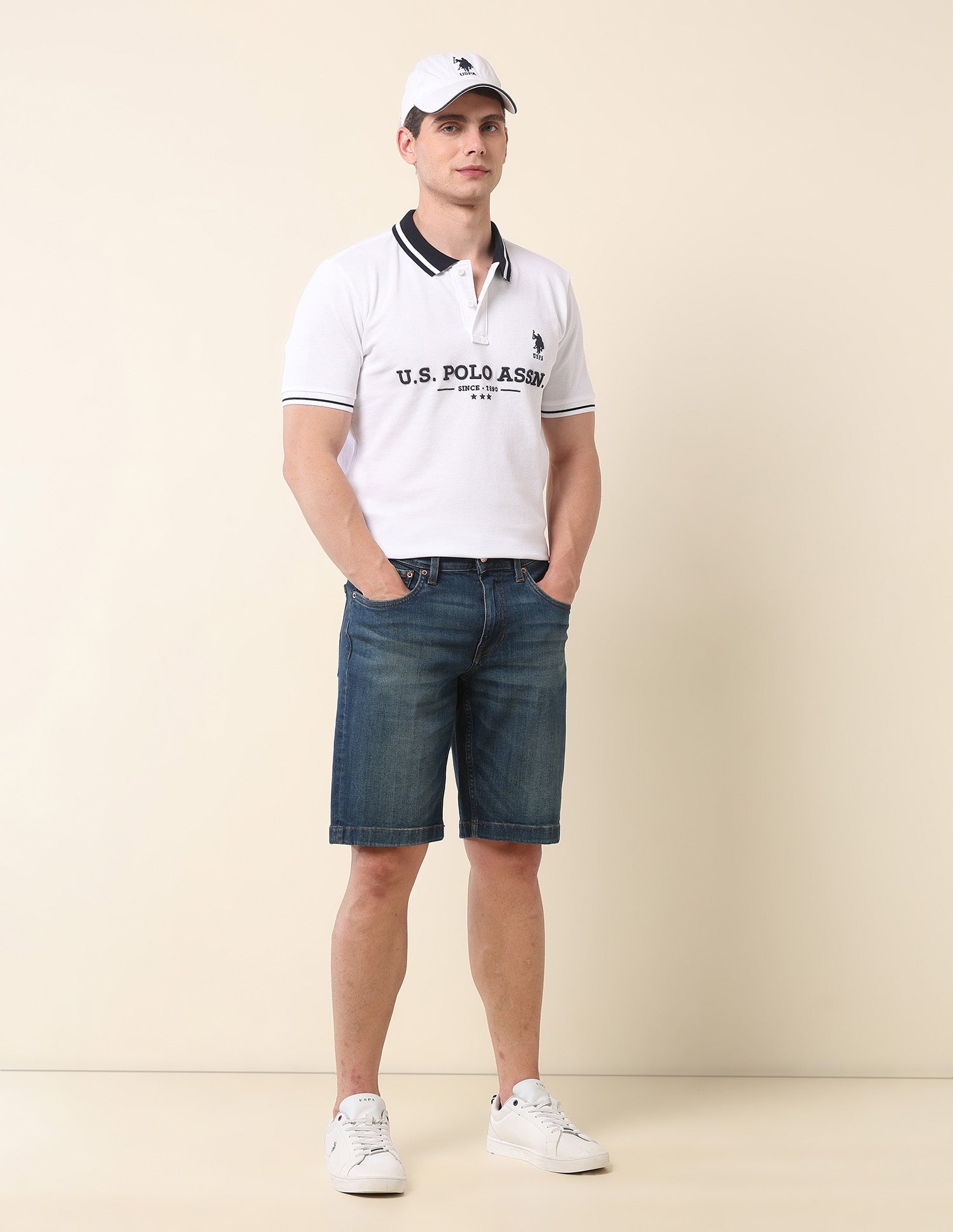 Brand Embroidered Gold Cup Polo Shirt White - U.S. Polo Assn. India | Large