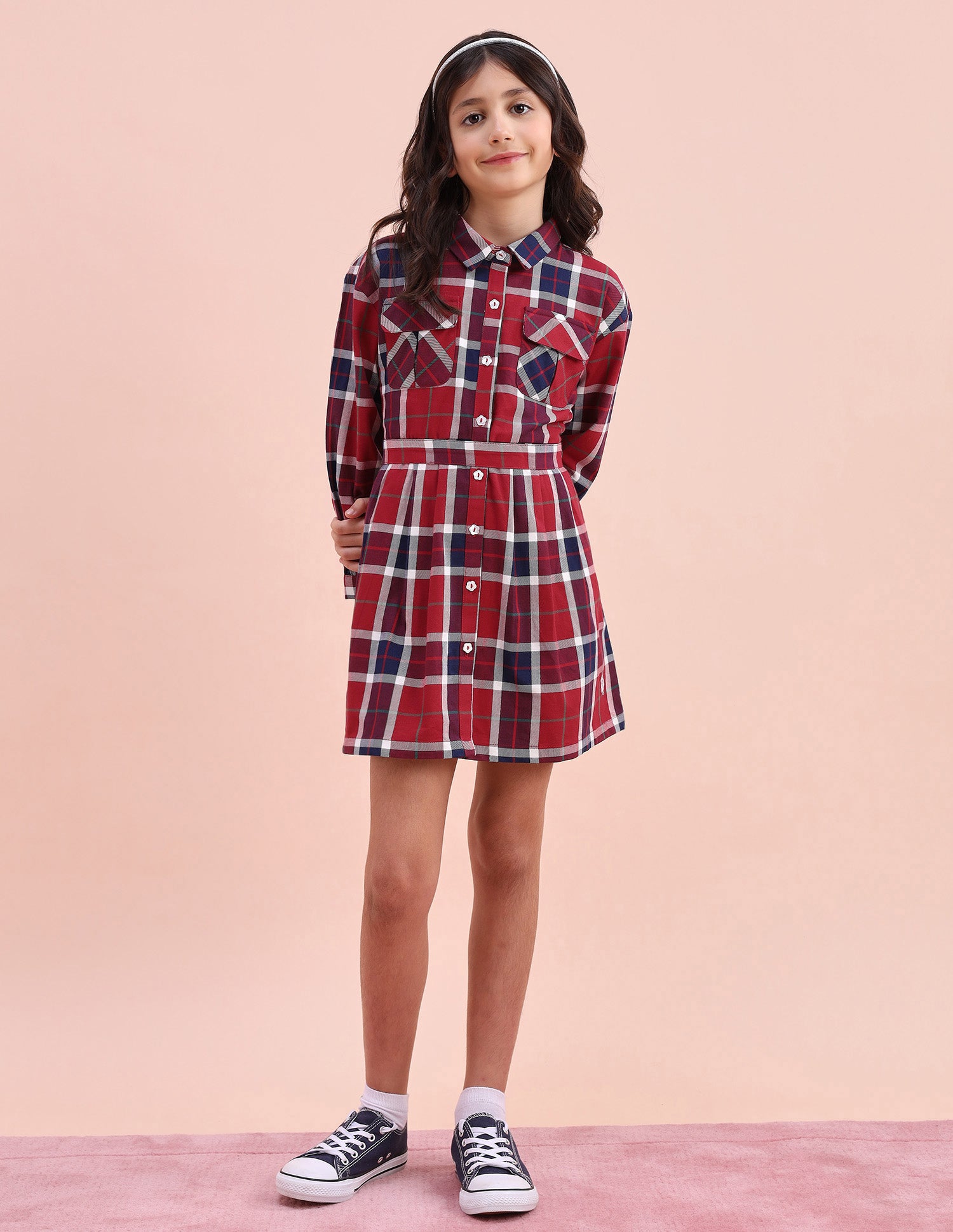 Girls Checked Shirt Dress Multicolour - U.S. POLO ASSN. | Large
