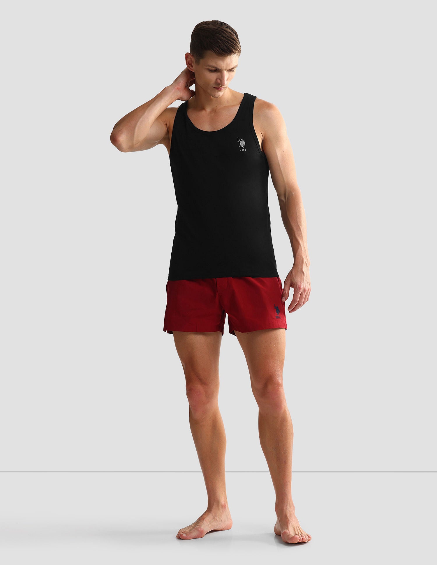 Pack Of 2 Men Scoop Neck Sleeveless Cotton Innerwear Vests Black - U.S. POLO ASSN. | Large