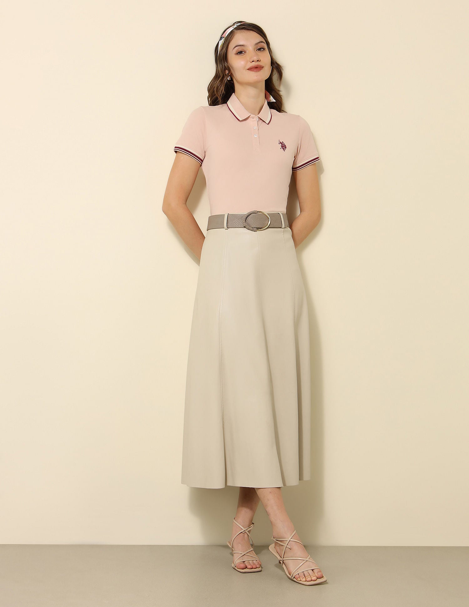 Tipped Collar Regular Fit Polo Shirt Light Pink - U.S. Polo Assn. India | Large