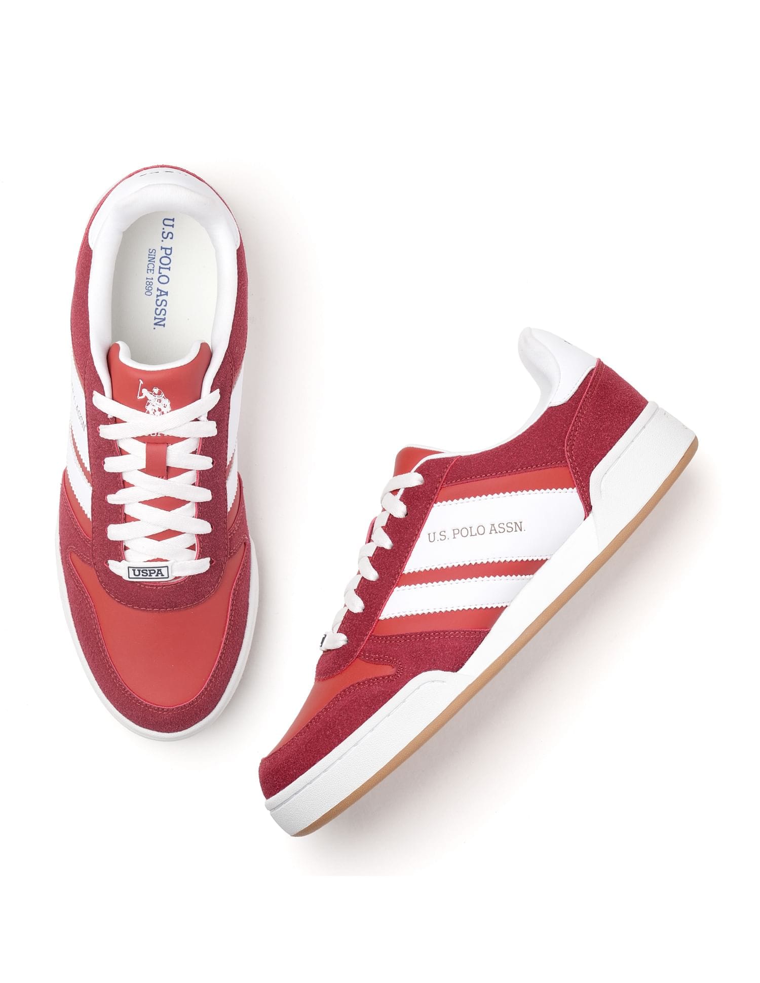 Men Gren Suede Colourblocked Sneakers Dark Red - U.S. Polo Assn. India | Large