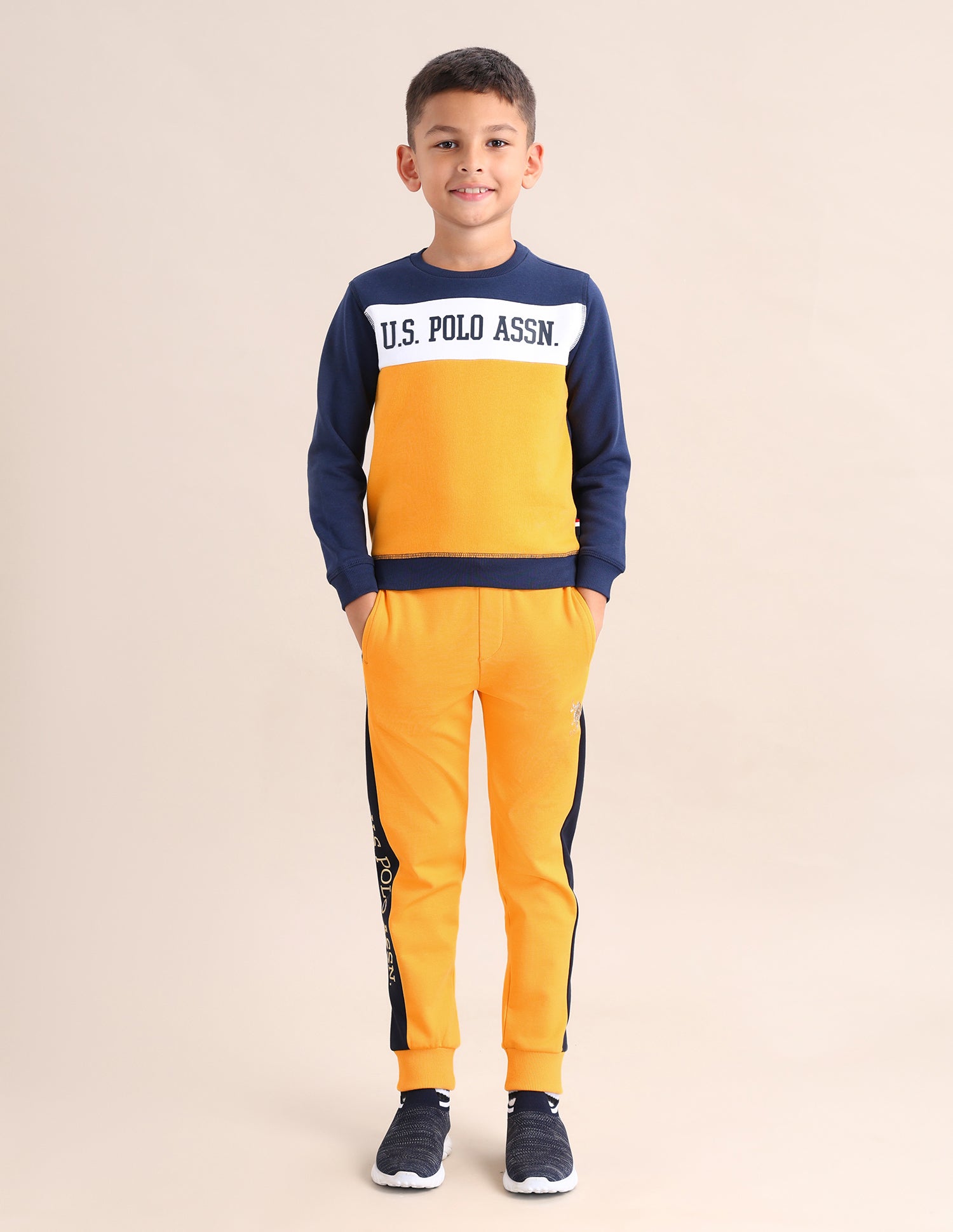 Boys Brand Printed Regular Fit Sweatshirt Gold - U.S. POLO ASSN. | Large