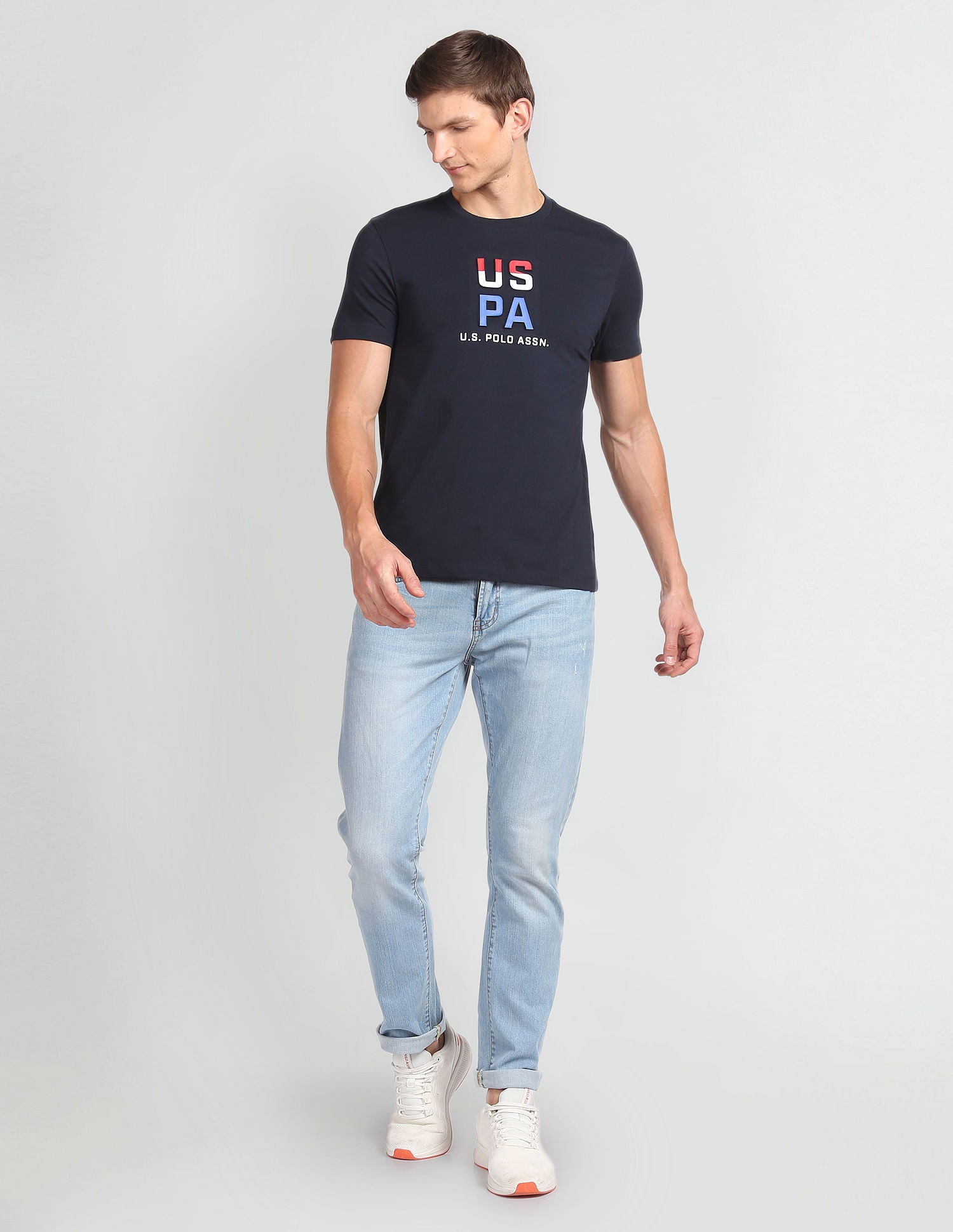 Embossed Slim Fit T-Shirt Navy - U.S. POLO ASSN. | Large