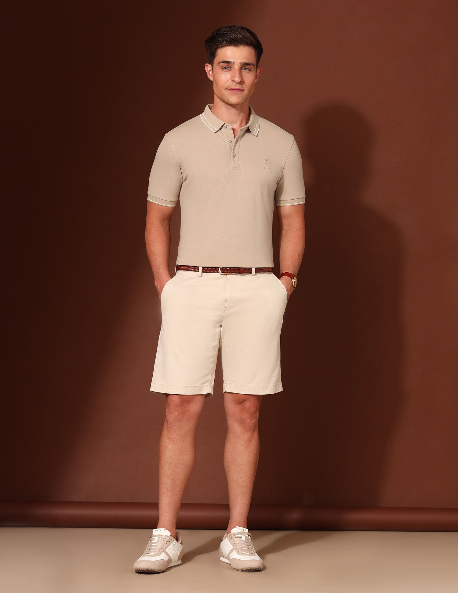 Solid Working Holiday Polo Shirt Beige - U.S. Polo Assn. India | Large