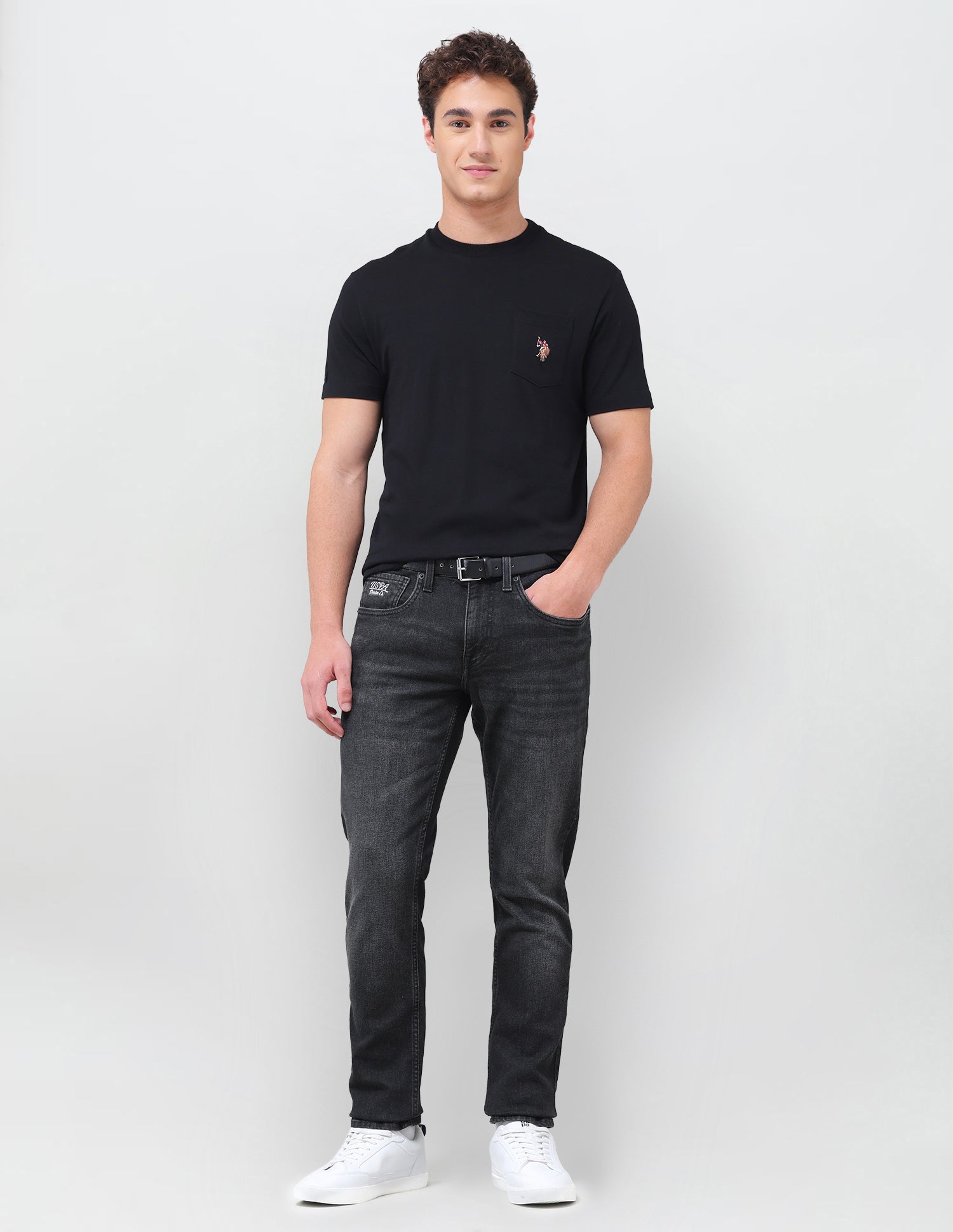 Brandon Slim Tapered Fit Black Jeans Black - U.S. Polo Assn. India | Large