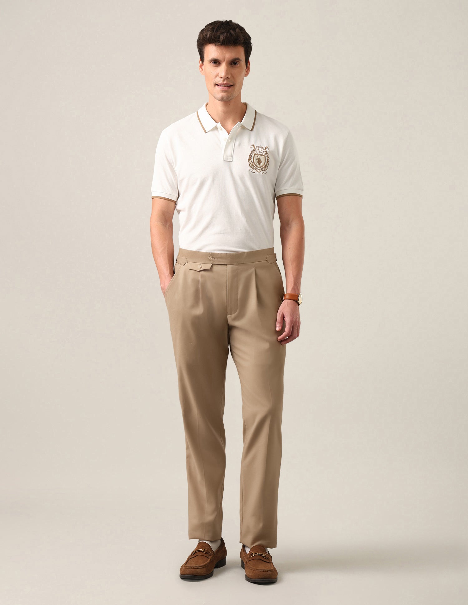 Solid Slim Fit Polo Shirt Ivory - U.S. Polo Assn. India | Large