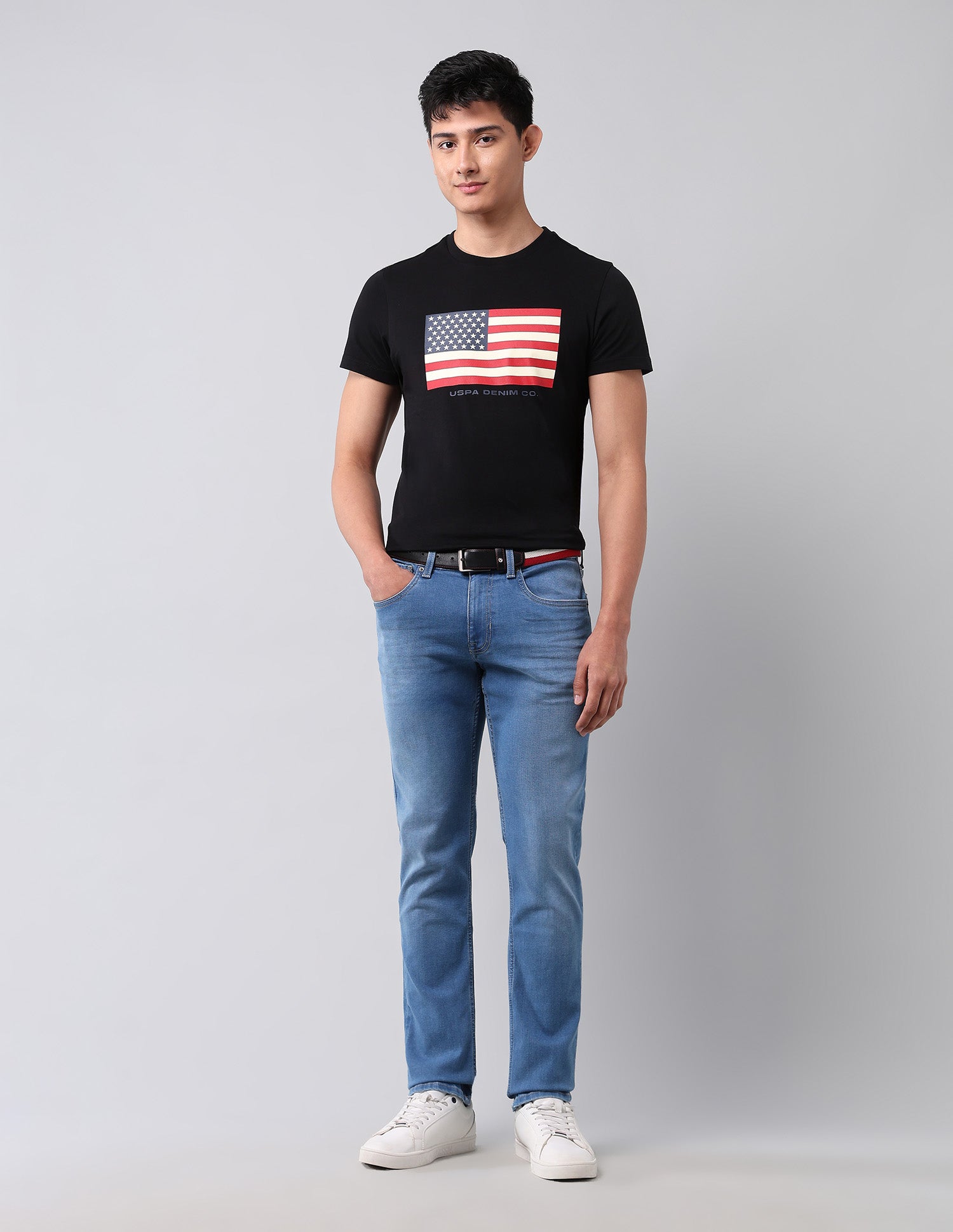 Brandon Slim Tapered Fit Blue Jeans Light Blue - U.S. POLO ASSN. | Large