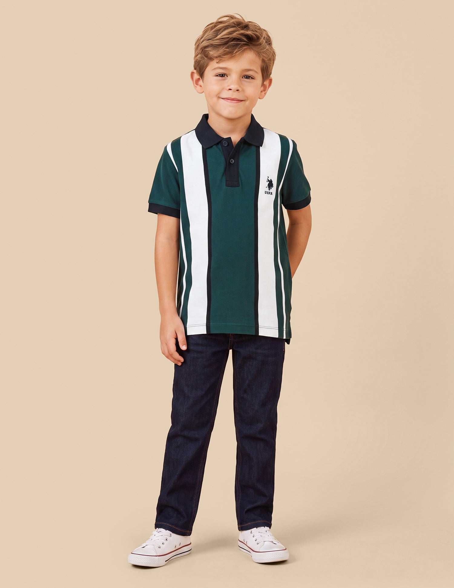 Vertical Striped Regular Fit Polo Shirt Teal - U.S. Polo Assn. India | Large