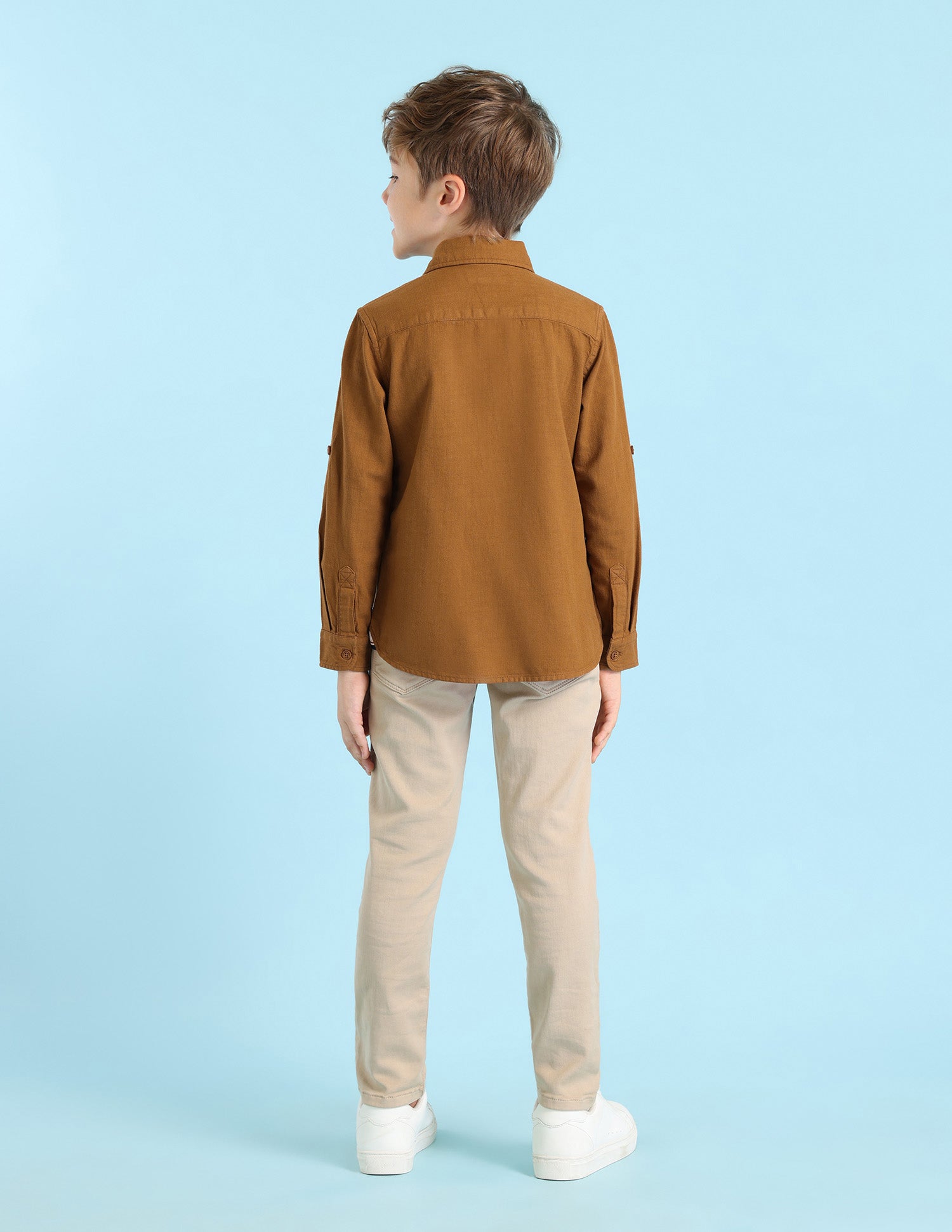 Boys Solid Regular Fit Shirt Brown - U.S. POLO ASSN. | Large