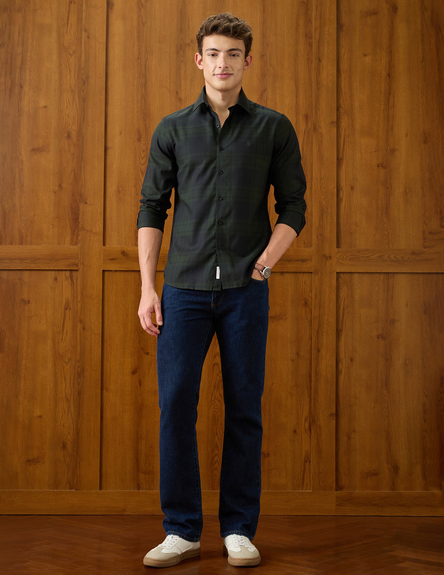 Plaid Checked Regular Fit Shirt Dark Green - U.S. Polo Assn. India | Large
