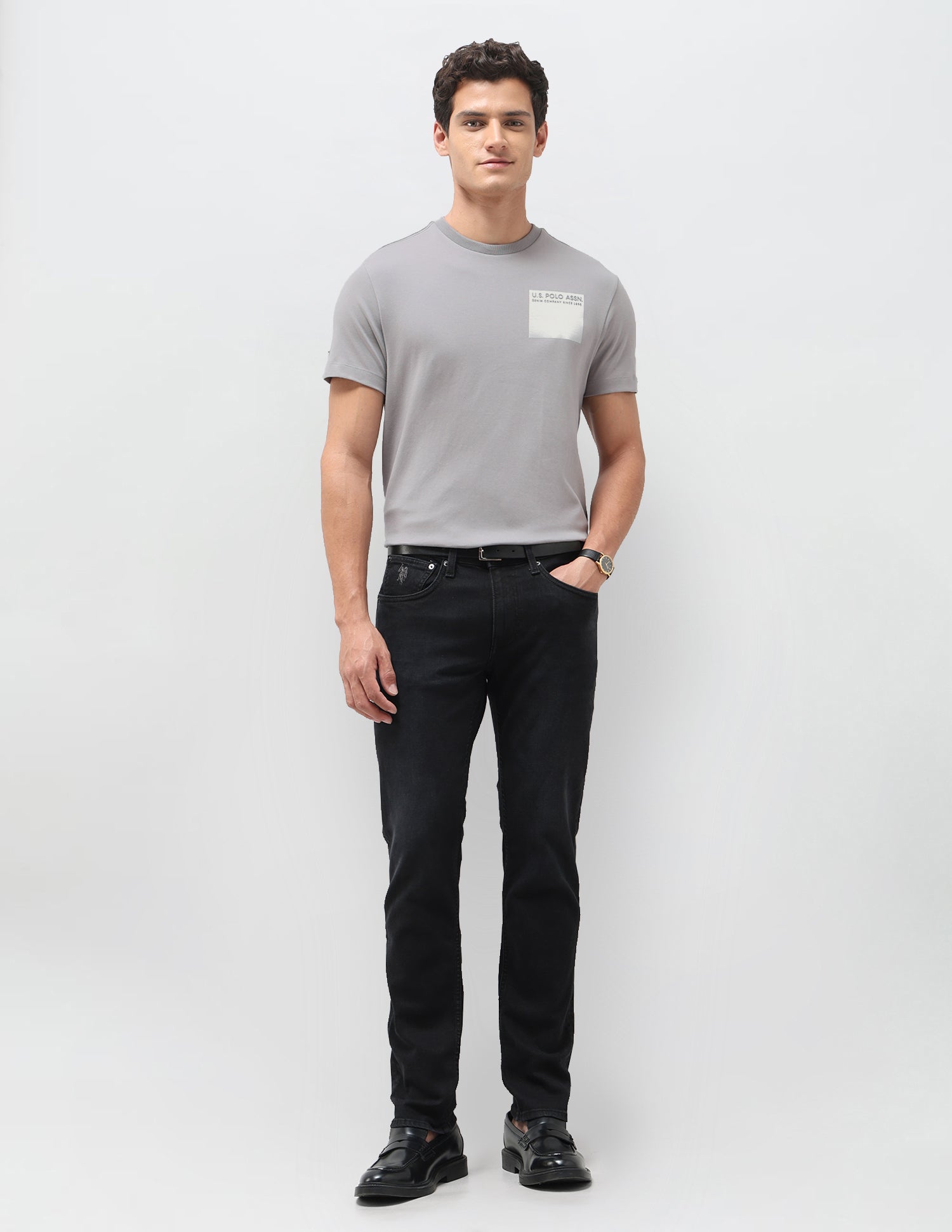 Solid Slim Fit T-Shirt Grey - U.S. Polo Assn. India | Large