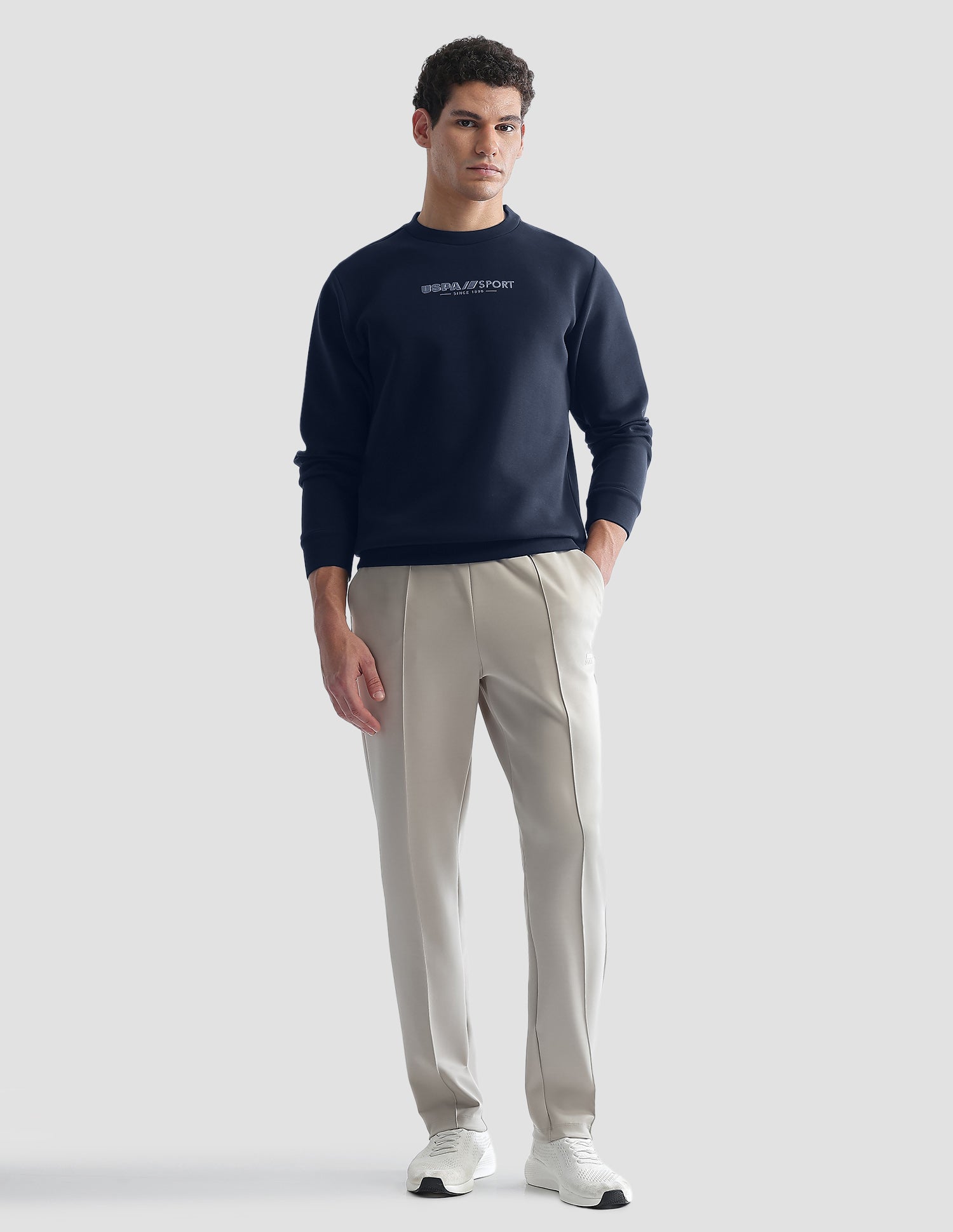 Solid Regular Fit Active Sweatshirt Navy - U.S. Polo Assn. India | Large